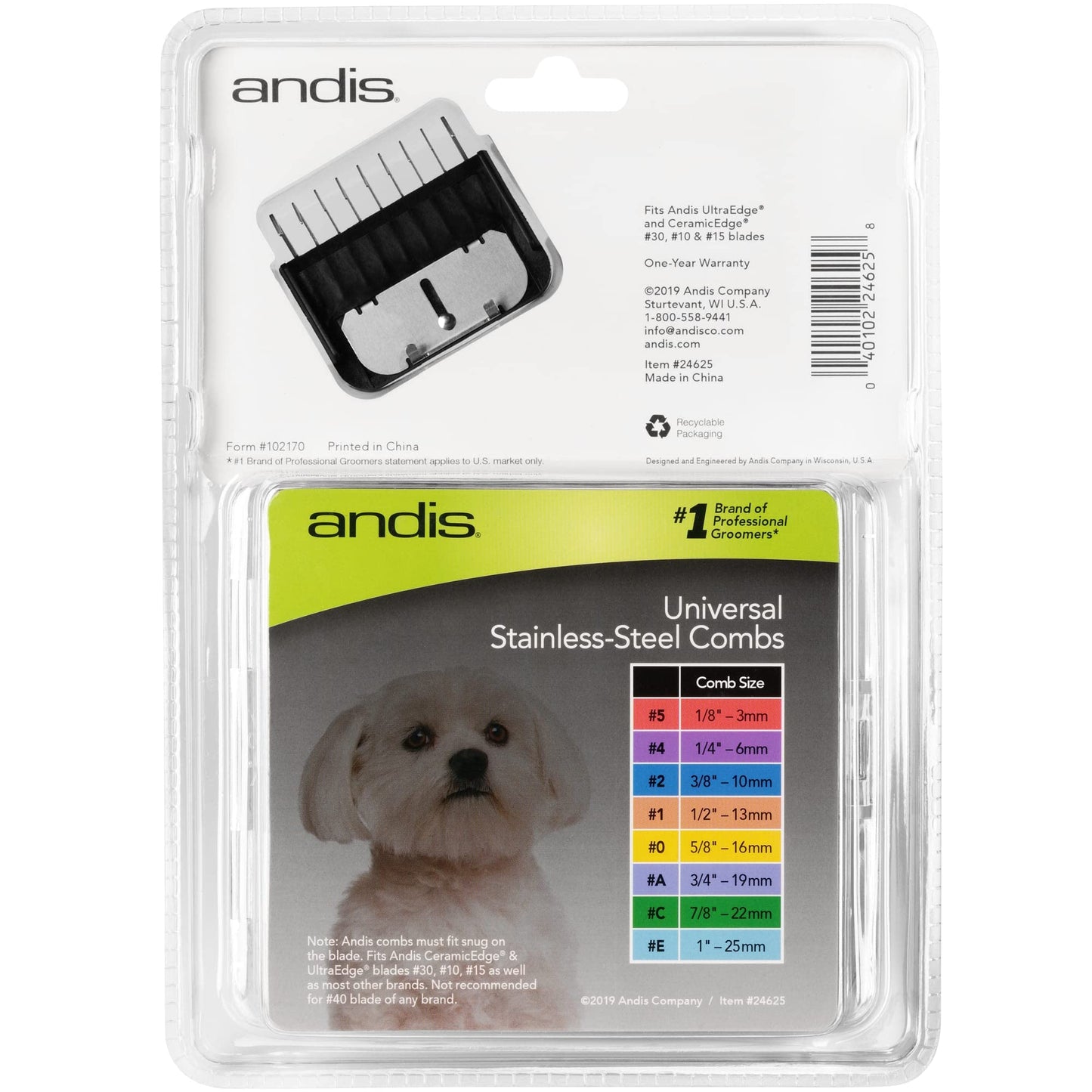 Lavender Andis - set of combs lifted stainless steel parts 8