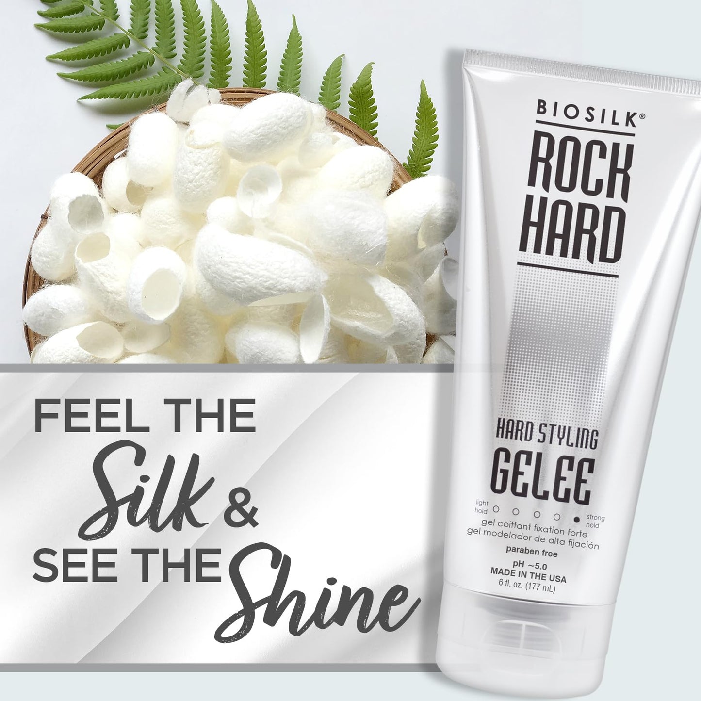 Lavender BioSilk Rock Hard Gel, Firm-Hold Hair Gel for Long-Lasting Styles, Shapes, Defines & Adds Shine, Sulfate-Free, Paraben-Free, Cruelty-Free, 6 Oz