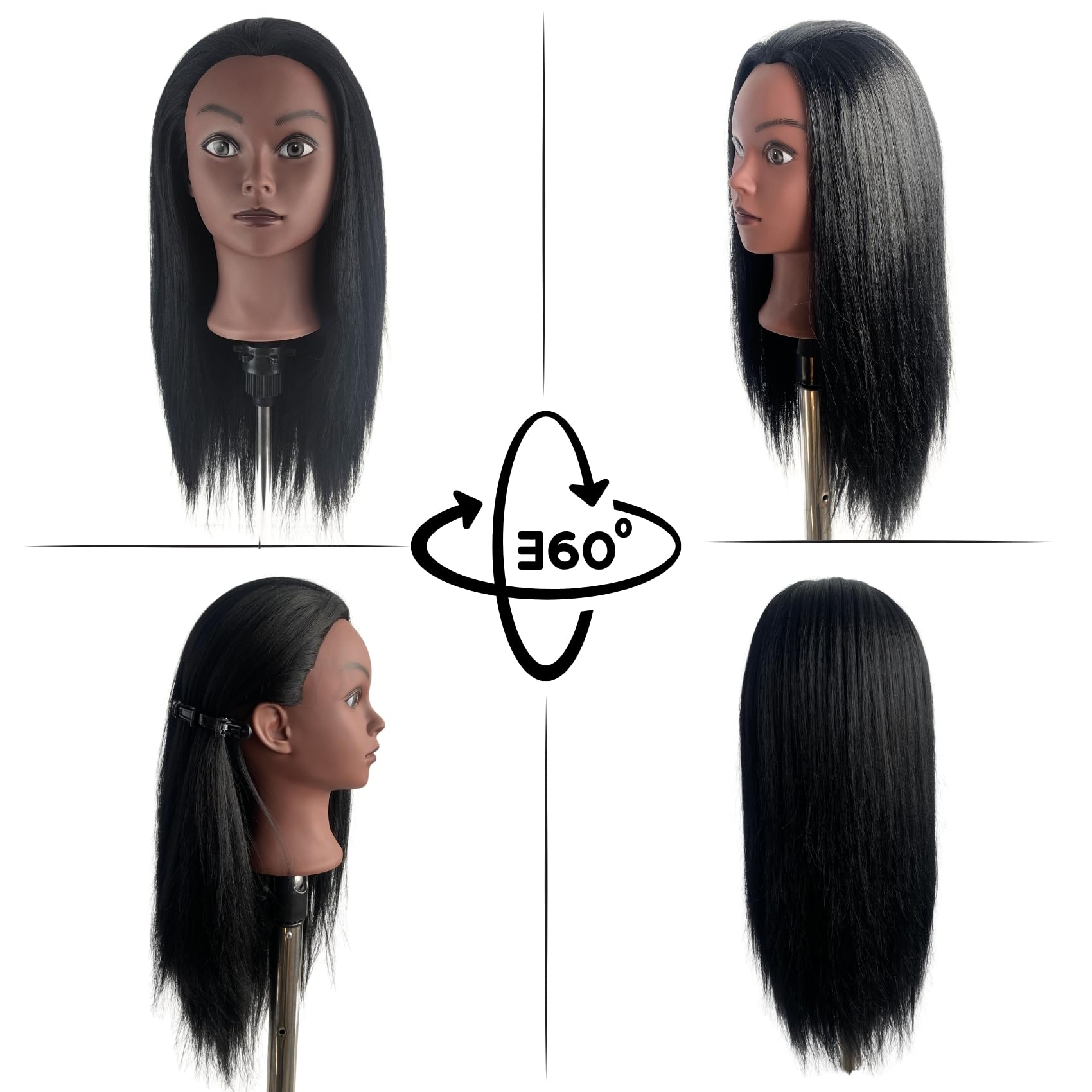 White Smoke Mannequin Head with Hair for Braiding 16 Inch Practice Hair Mannequin Head for Hairstyling Traning Manikin Doll