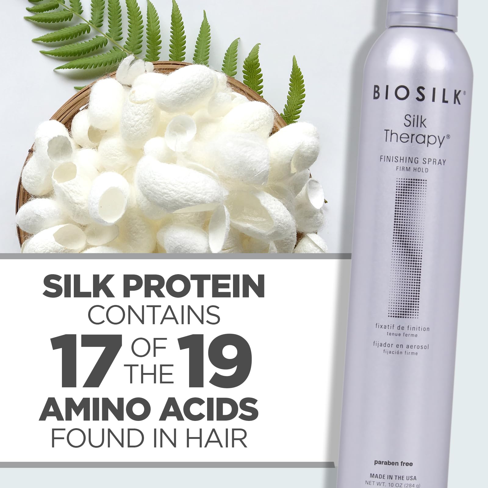 White Smoke BioSilk Silk Therapy Finishing Spray Firm Hold, Strong-Hold Hairspray for Long-Lasting Styles, Adds Brilliant Shine & Keeps Hair Touchable, Sulfate-Free, Paraben-Free, Cruelty-Free, 10 Oz