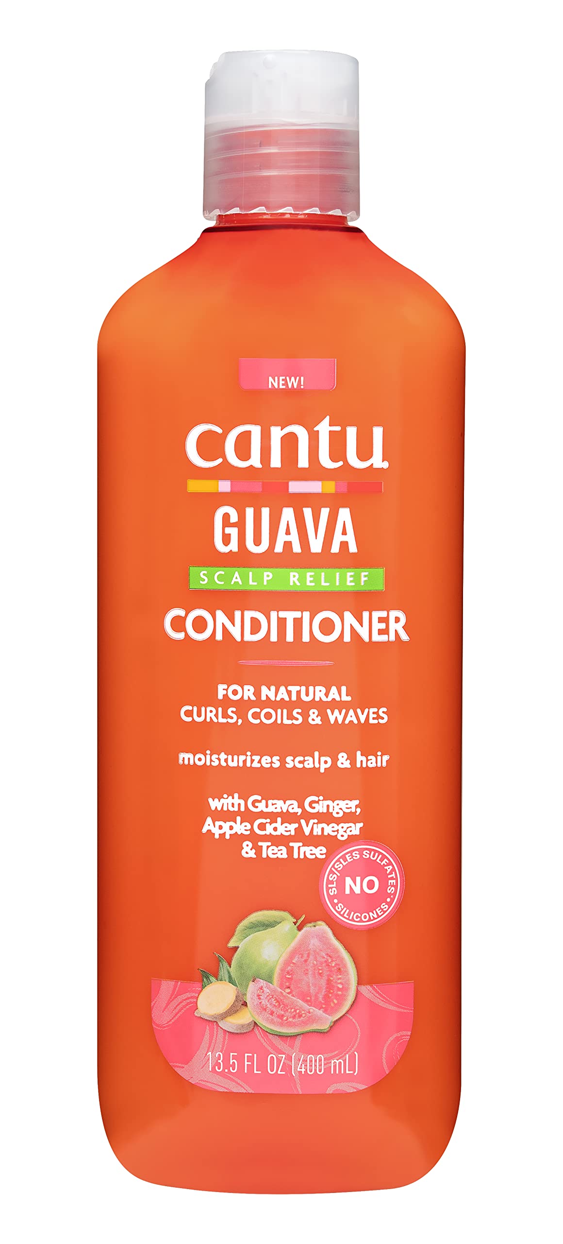 White Smoke Cantu Guava Scalp Relief Conditioner, for Natural Curls, Coils & Waves, 13.5 fl oz (400 ml)