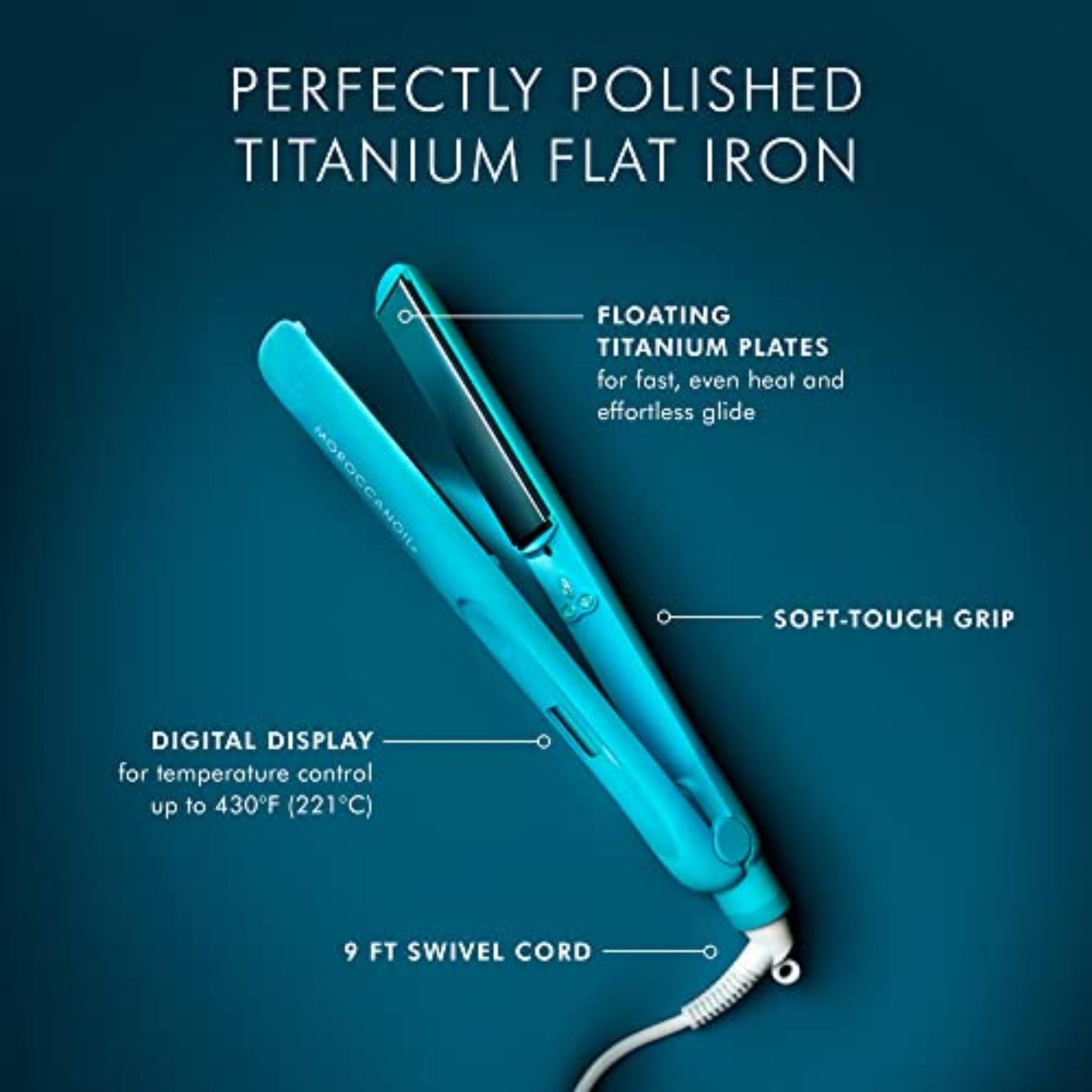 Dark Cyan Moroccanoil Perfectly Polished Titanium Flat Iron