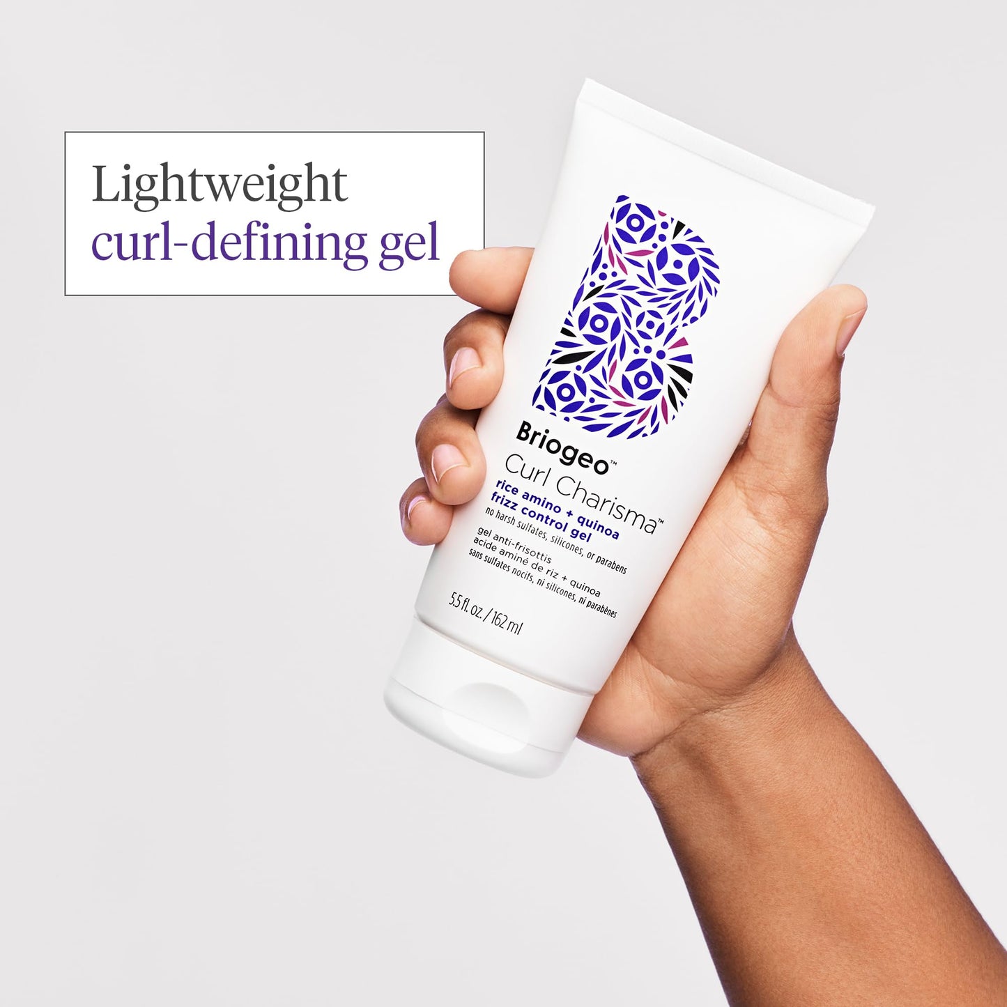 Lavender Briogeo Curl Charisma Rice Amino + Quinoa Frizz Control Gel, Curl Defining Styler for Wavy, Curly and Coily Hair Textures,Medium Hold, Frizz Control, Vegan, Cruelty-Free, 5.5 oz
