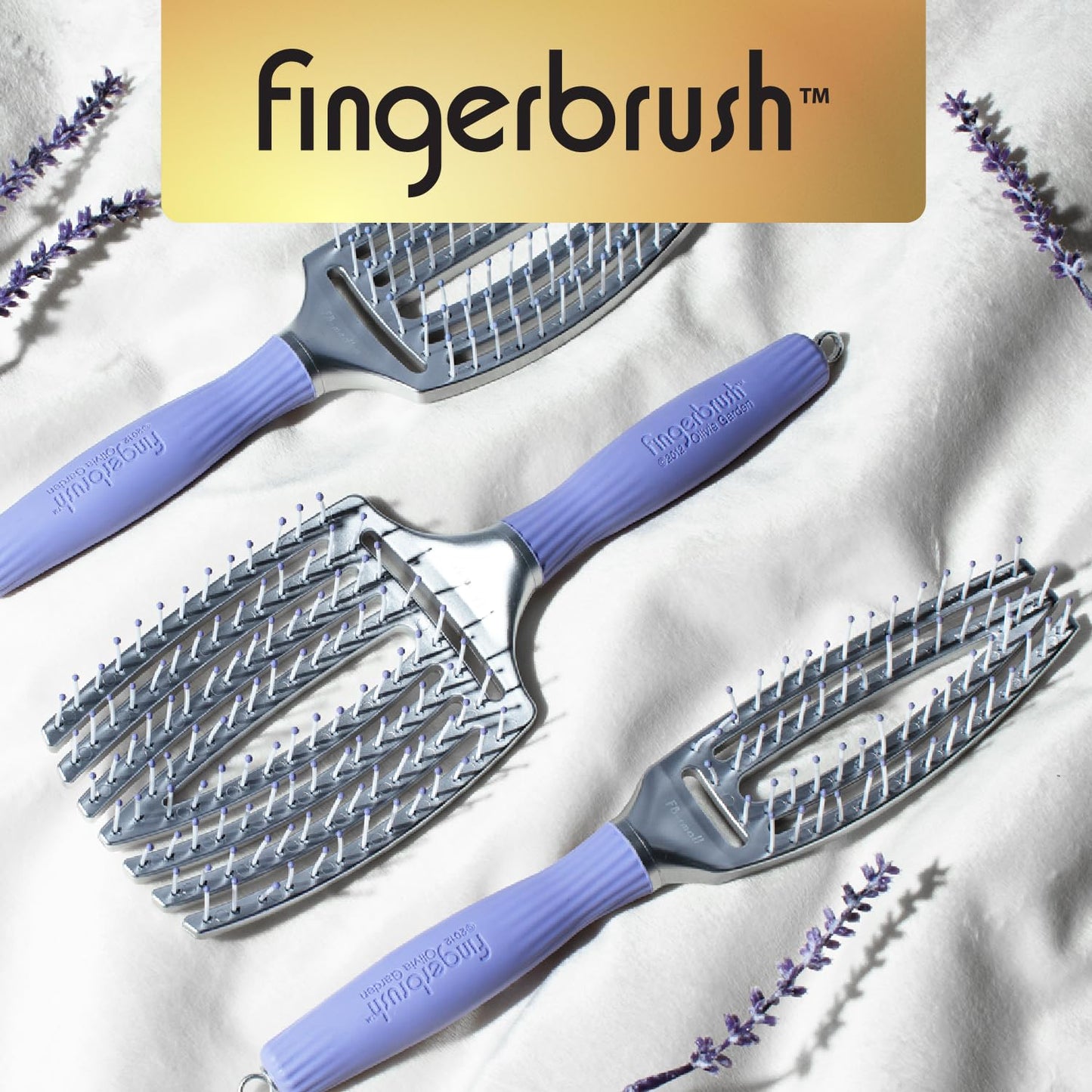 White Smoke Olivia Garden Fingerbrush Curved and Vented Paddle Brush for Blow Drying - Ideal for Styling and Detangling All Hair Types - Scalp Massager Brush, 3-Piece Kit