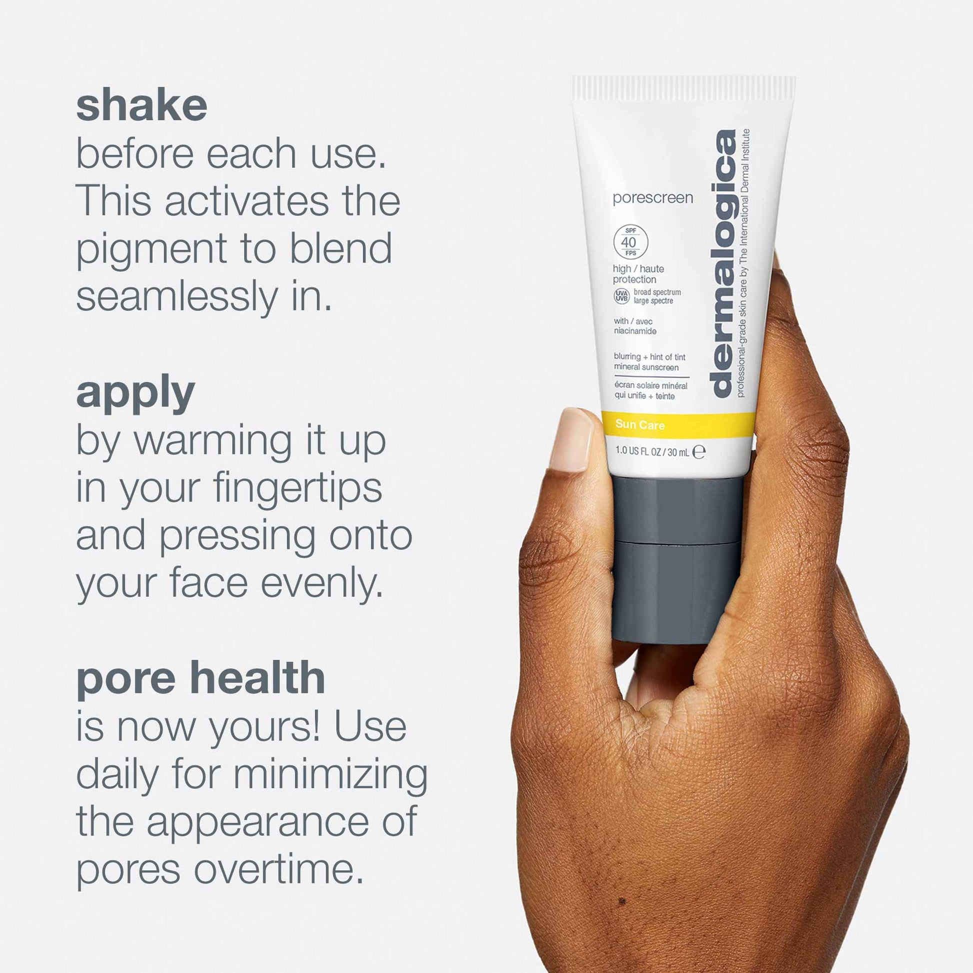 White Smoke Dermalogica Porescreen Mineral Sunscreen SPF 40 for Face, Sun Protector and Pore Supporting Primer with Zinc Oxide, Multitasking Premakeup Sunblock - 1 fl oz