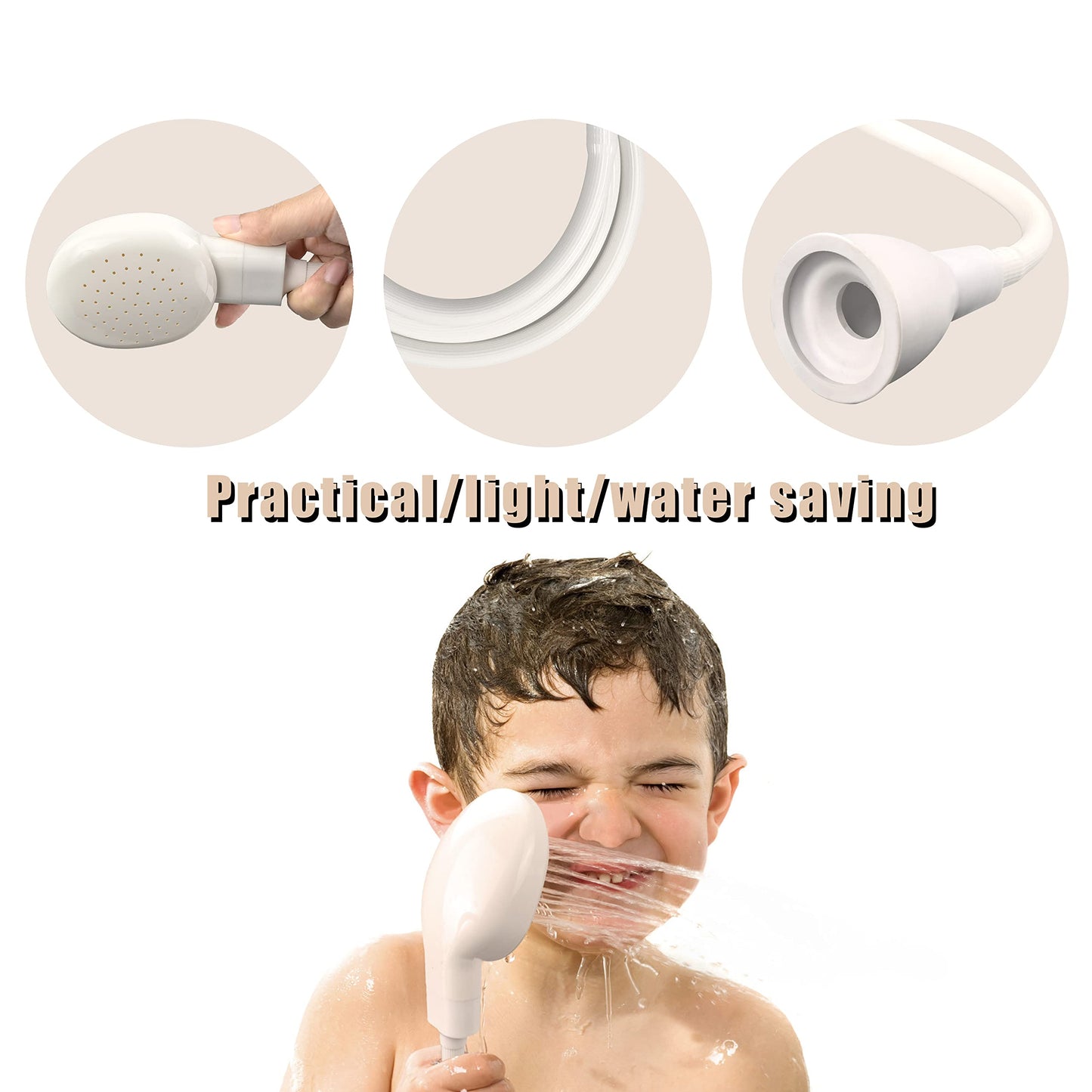 White Smoke Soerreo Sink Spray Rubber Hose, Portable Rubber Hose Nozzle, Shampoo Sprayer, Easy to Use, Suitable for People or Pets