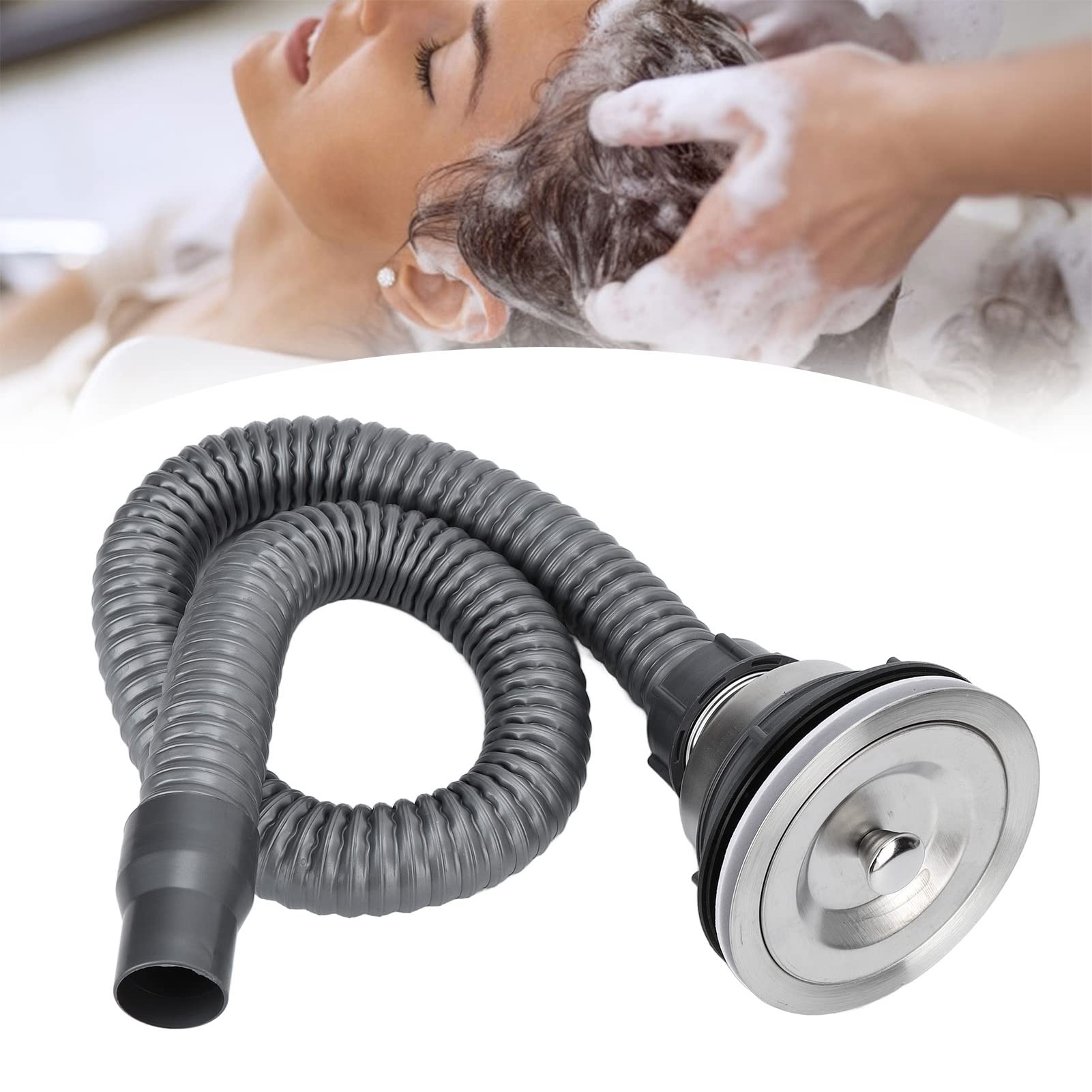 White Smoke Drain Plug Stainless Steel Sink Plug, Hair Salon Shampoo Basin Drain Plug, Sink Plug with Hair Catcher Accessories for Shampoo Bed