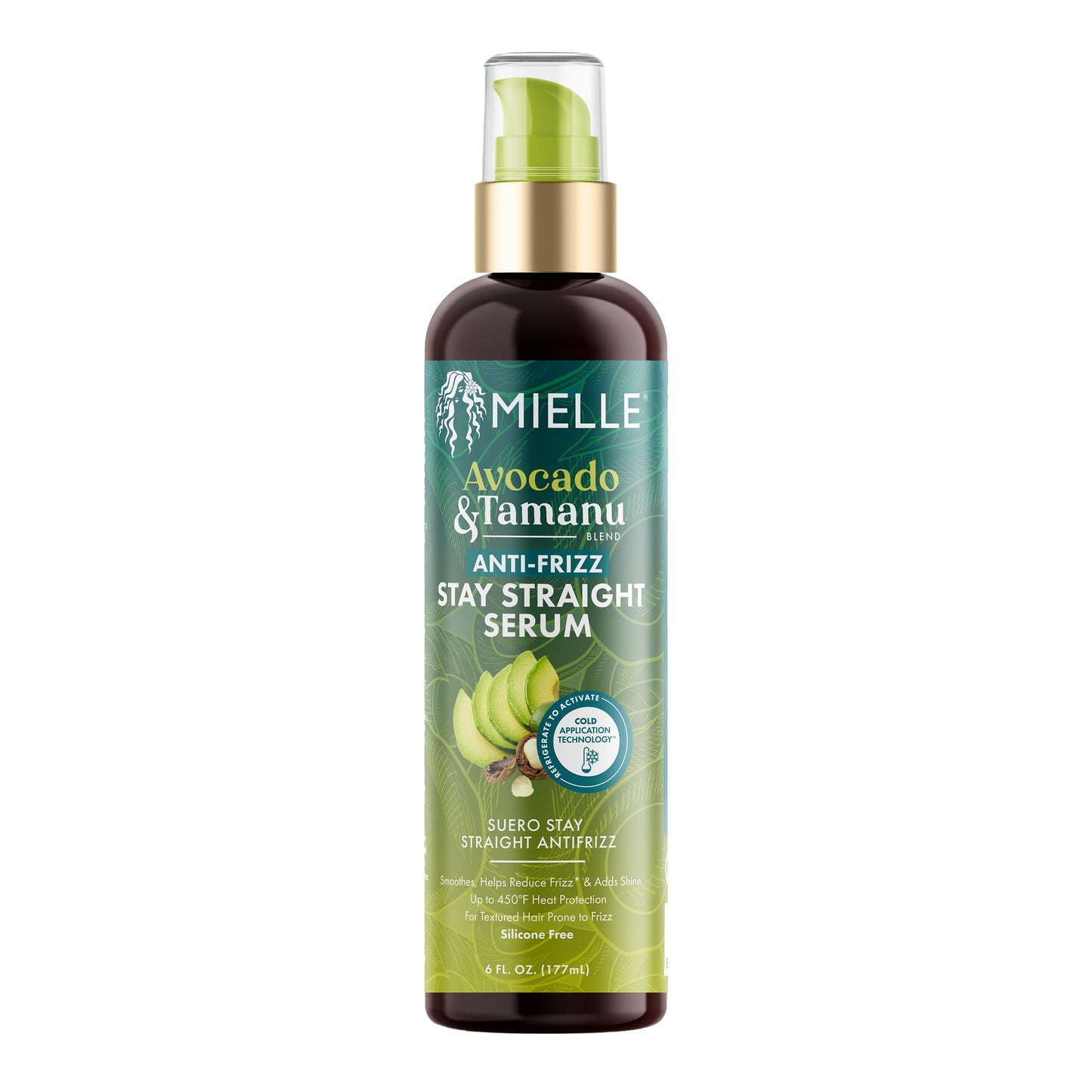 White Smoke Mielle Organics Avocado & Tamanu Anti-Frizz Hair Serum - Stay Straight Smoothing Treatment & Heat Protectant for Textured Strands - Humidity Shield, Shine Enhancer for Lasting Straight Hair Looks, 6oz