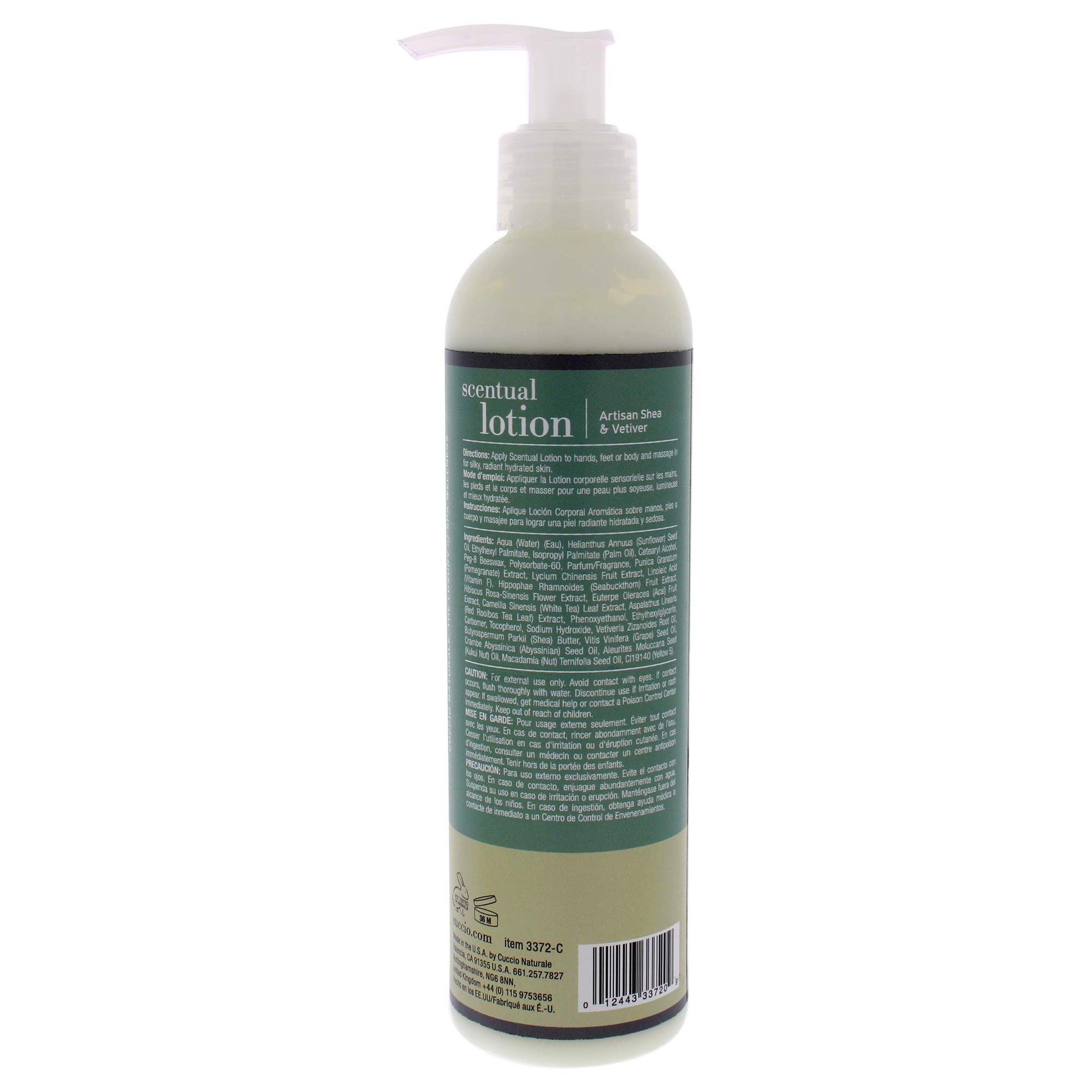 White Smoke Cuccio Naturale Scentual Lotion, Artisan Shea & Vetiver, 8 oz Body & Hand Lotion, Hydrating Moisturizer, Great for Massage, Paraben-Free, Cruelty-Free