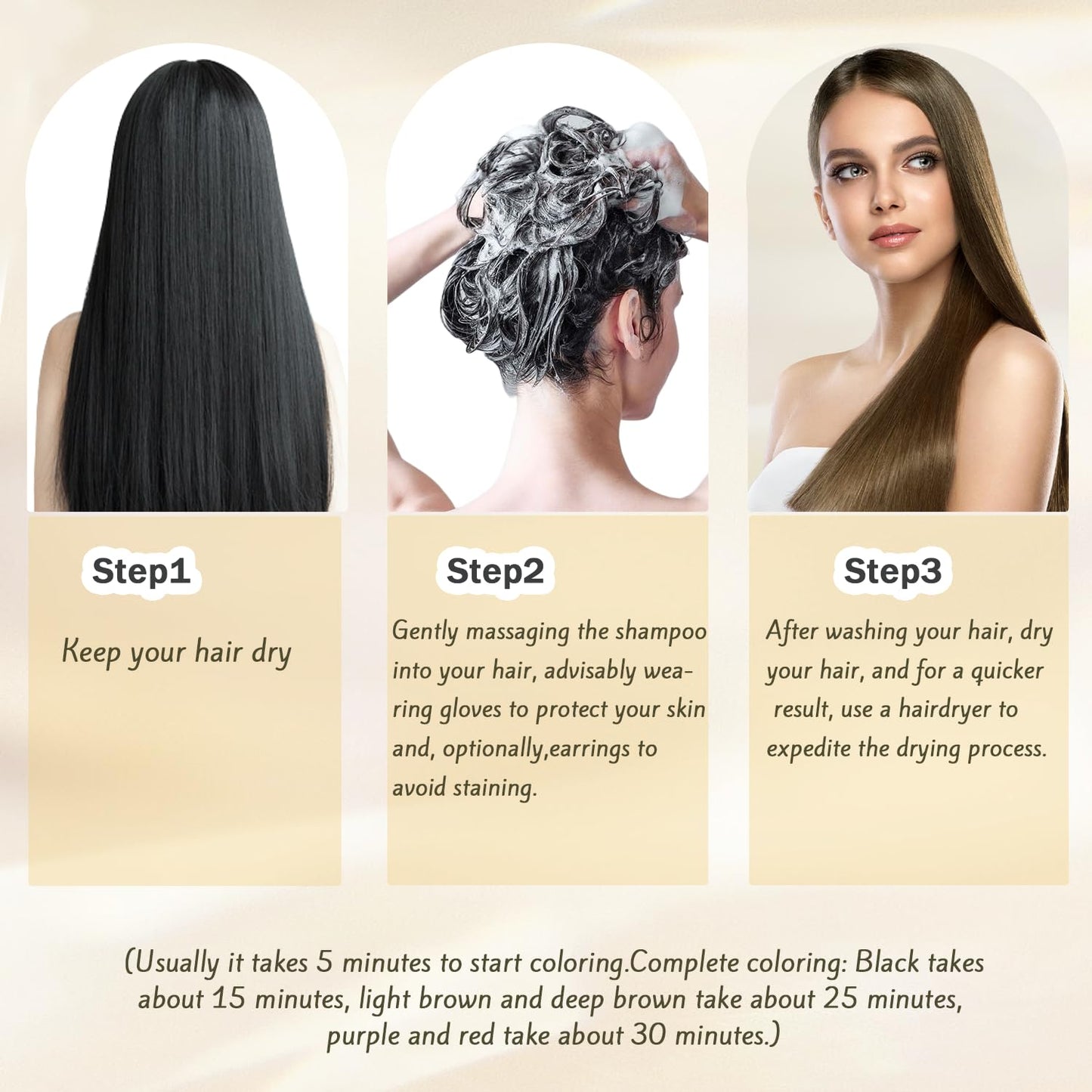 Bisque Nova Hair Dye Shampoo,Nova Hair Instant Dye Shampoo,Nova Hair Dye Shampoo 3 in 1, for Men & Women (Black)