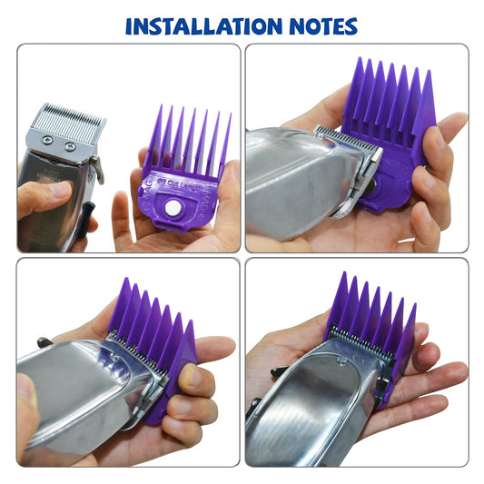 White Smoke Magnetic Clipper Guards Guide Comb Set Compatible with Andis Master Hair Clippers,Size form to 1/16 to 1 in,10pcs Purple