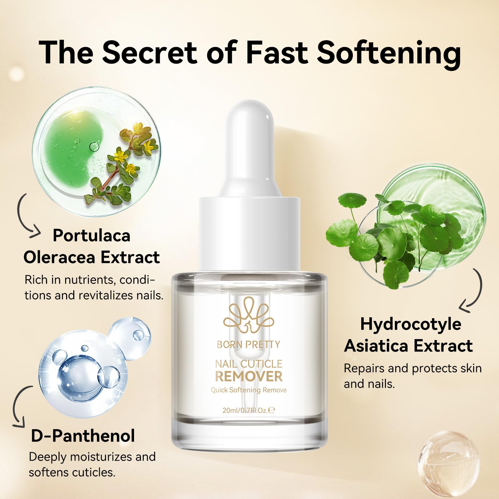 White Smoke Born Pretty Cuticle Remover,20ML Professional Cuticle Softener & Remover for Hand,Foot & Nail Care,Nourishing & Moisturizing Dry Cuticles,Salon Quality Manicure & Pedicure Supplies