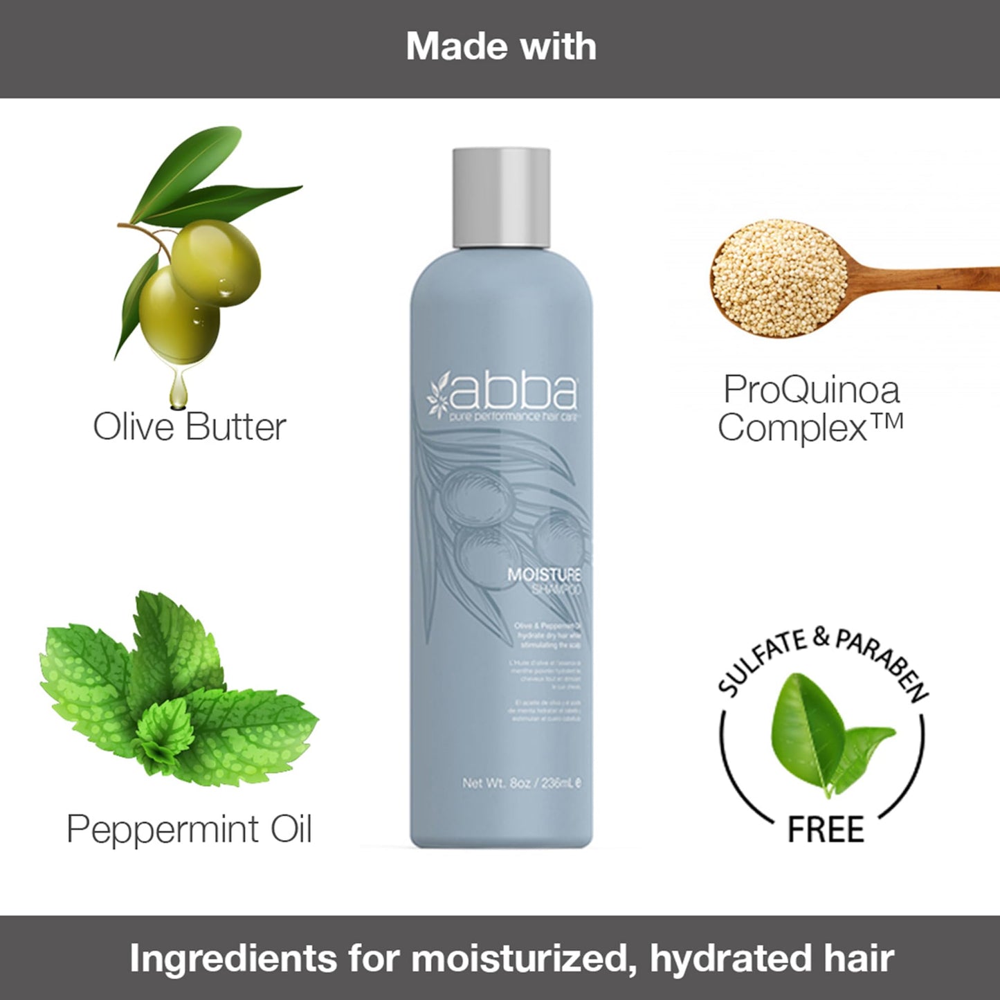 White Smoke ABBA Moisture Conditioner, Olive Butter & Peppermint Oil, 32 Fl Oz