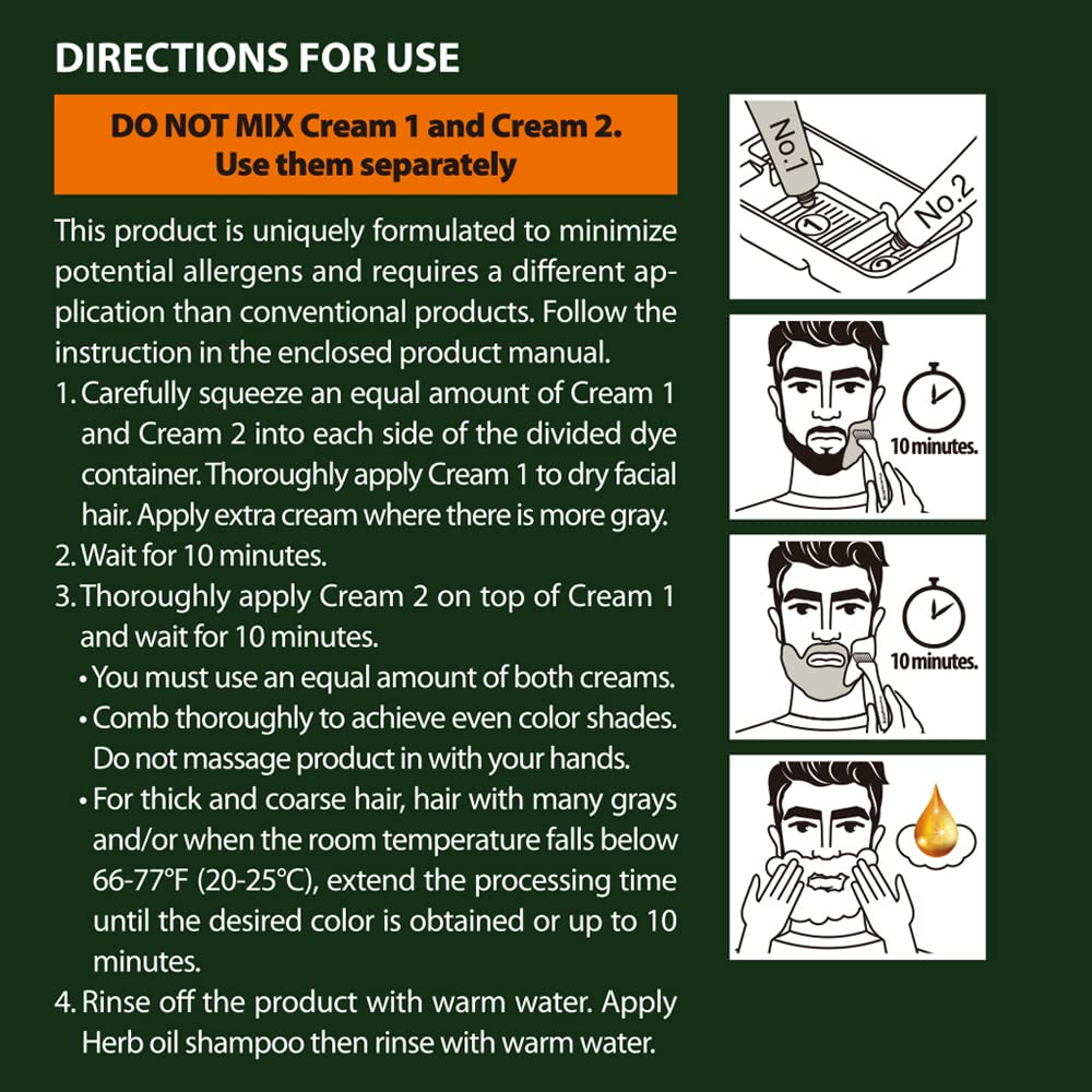 Black Herb For Men Mustache & Beard Dye (Dark Brown, 1 Pack), PPD-Free Ammonia-Free, Vegan with Natural Ingredients, Gentle for Sensitive Skin, No Skin Irritation