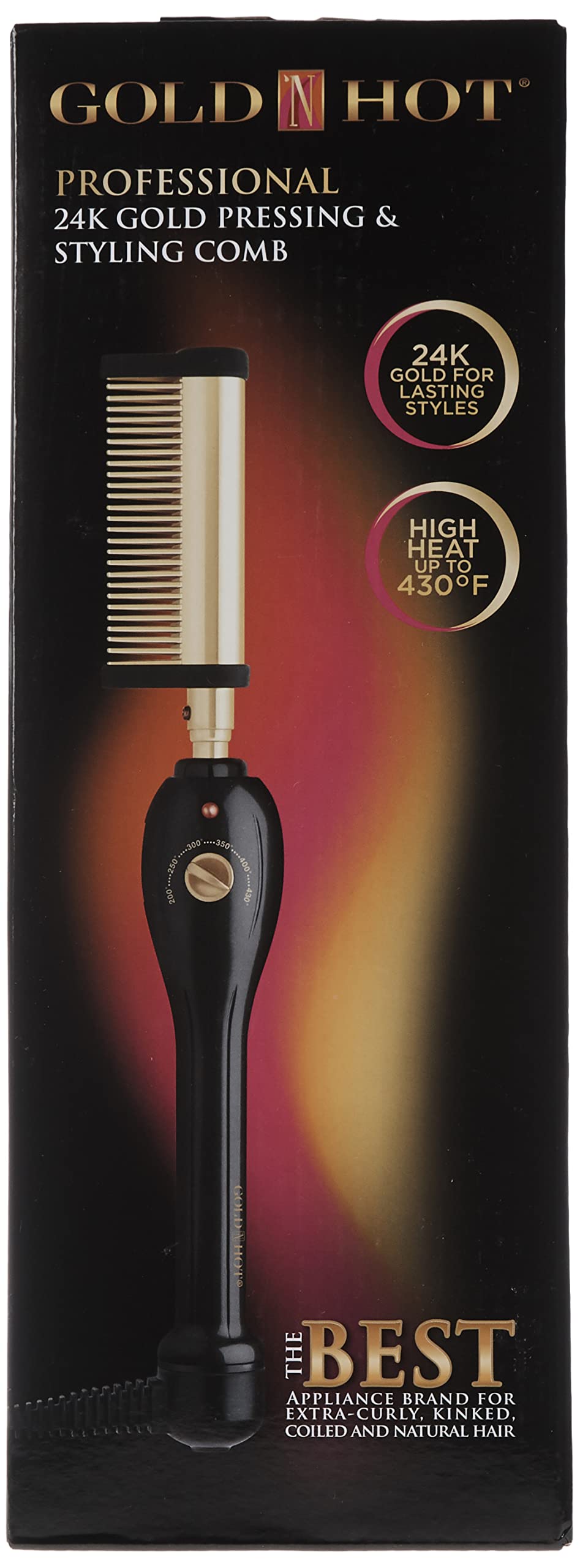 Black Gold N Hot Professional Styling Comb with Mtr (Multi-Temp Regulator) 200F - 430F