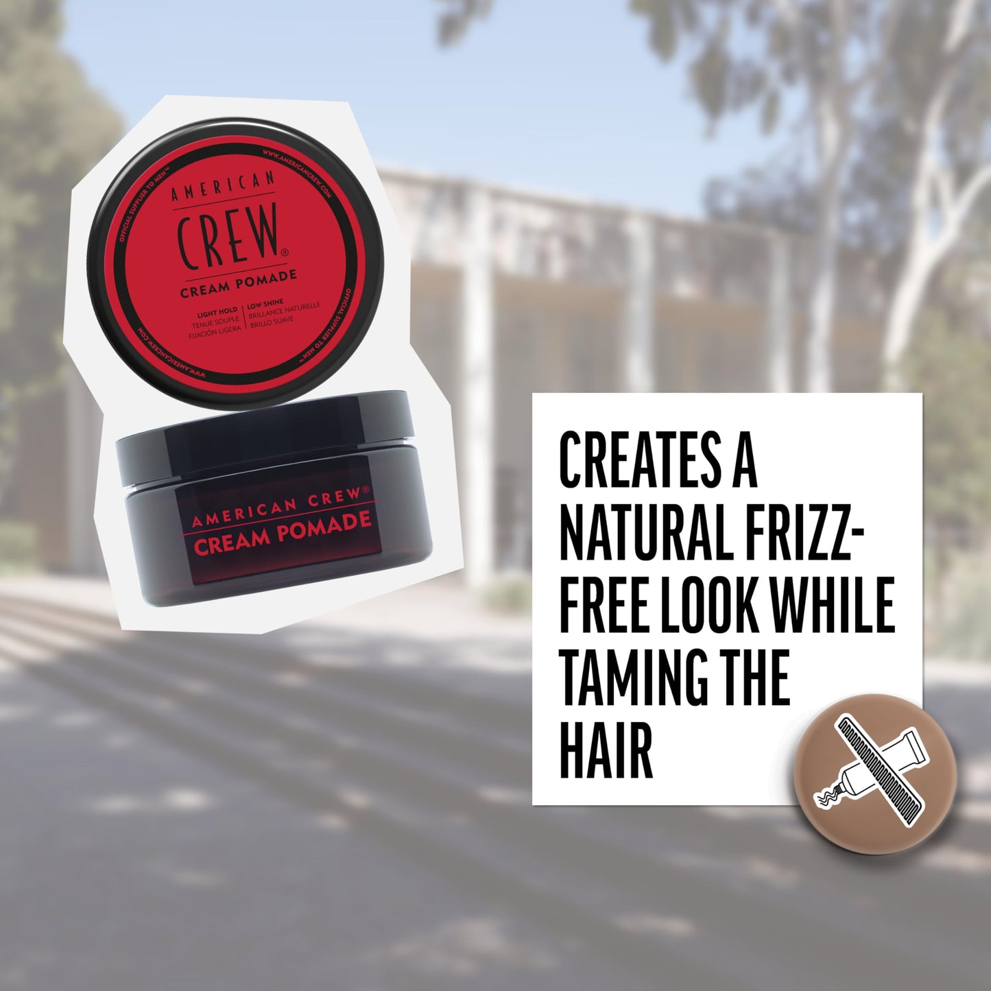 Light Slate Gray American Crew Men's Hair Cream Pomade, Like Styling Gel with Light Hold & Low Shine, 3 oz