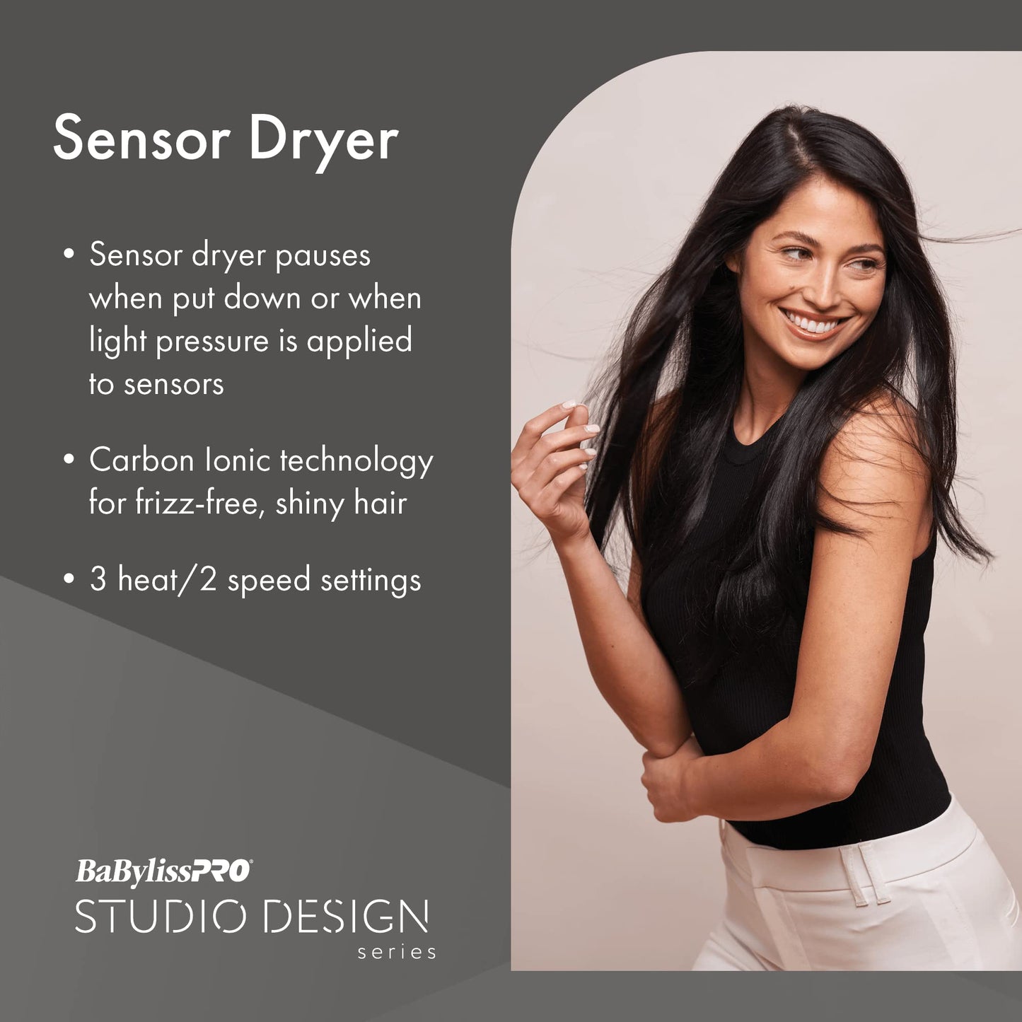 Dim Gray BaBylissPRO Studio Design Series Sensor 1875 Watt Hair Dryer, Hair Styling & Appliances