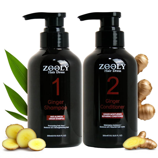 White Smoke ZOOLY PROFESSIONAL Ginger Shampoo and Conditioner Sets 20.3 Fl Oz- Anti Hair Loss and Nourishes Hair Roots, Salon Level Scalp Care for Men and Women