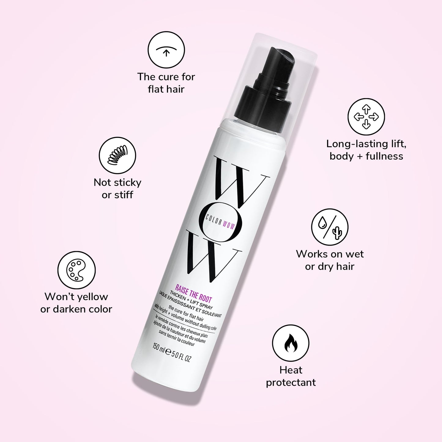 Lavender Blush COLOR WOW Raise the Root Thicken + Lift Spray – All-Day Volume for Fine, Flat Hair without dulling color