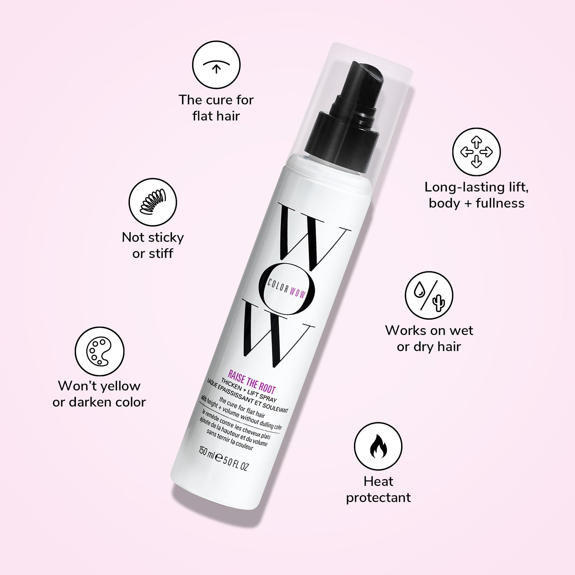 Lavender Blush COLOR WOW Raise the Root Thicken + Lift Spray – All-Day Volume for Fine, Flat Hair without dulling color