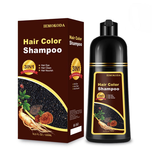 Black Hair Dye Shampoo 3-in-1, Instant Natural Hair Color Shampoo for Women Men 100% Gray Hair Coverage Champu Para Canas Mujer Dark Wine Red, Lasting 3-4 Weeks & Easy to Use & All Hair Types, 500ml
