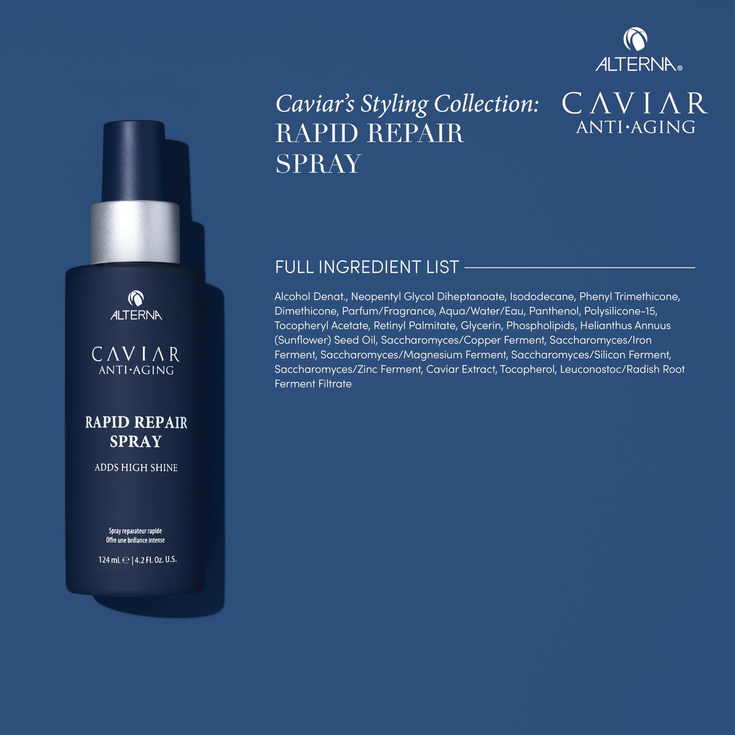 Dark Slate Blue Alterna Caviar Anti-Aging Professional Styling Rapid Repair Shine Spray, 4.2-Ounce (2-Pack)