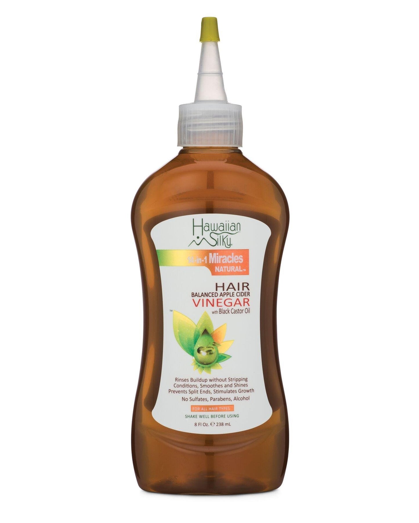 White Smoke Hawaiian Silky Hawaiian silky 14-in-1 miracles balanced apple cider vinegar with black castor oil 8 fluid ounce, Brown, 8 Fl Ounce