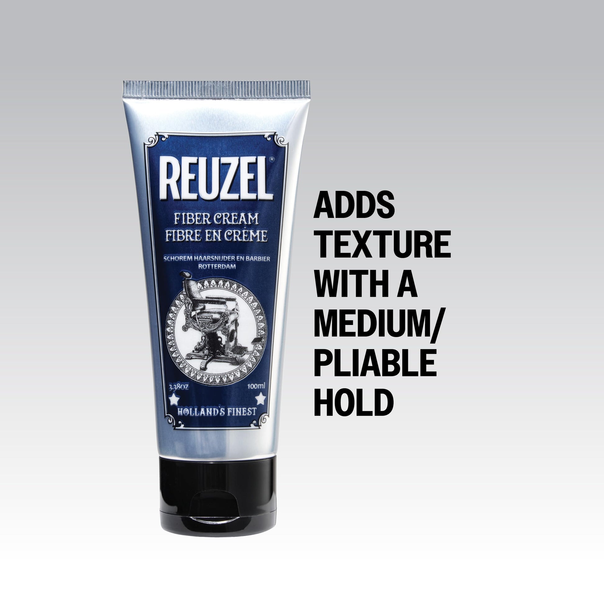 White Smoke Reuzel Fiber Cream, Provides a Low Shine Finish, 3.38 oz