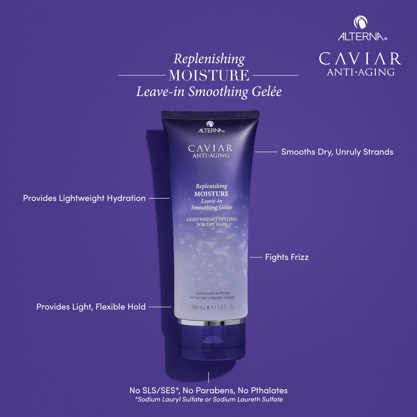 Dark Slate Blue Alterna Caviar Anti-Aging Replenishing Moisture Leave-in Smoothing Gelee, Lightweight Styling For Dry Hair,Sulfate Free ,3.4 Fl Oz (Pack of 1)