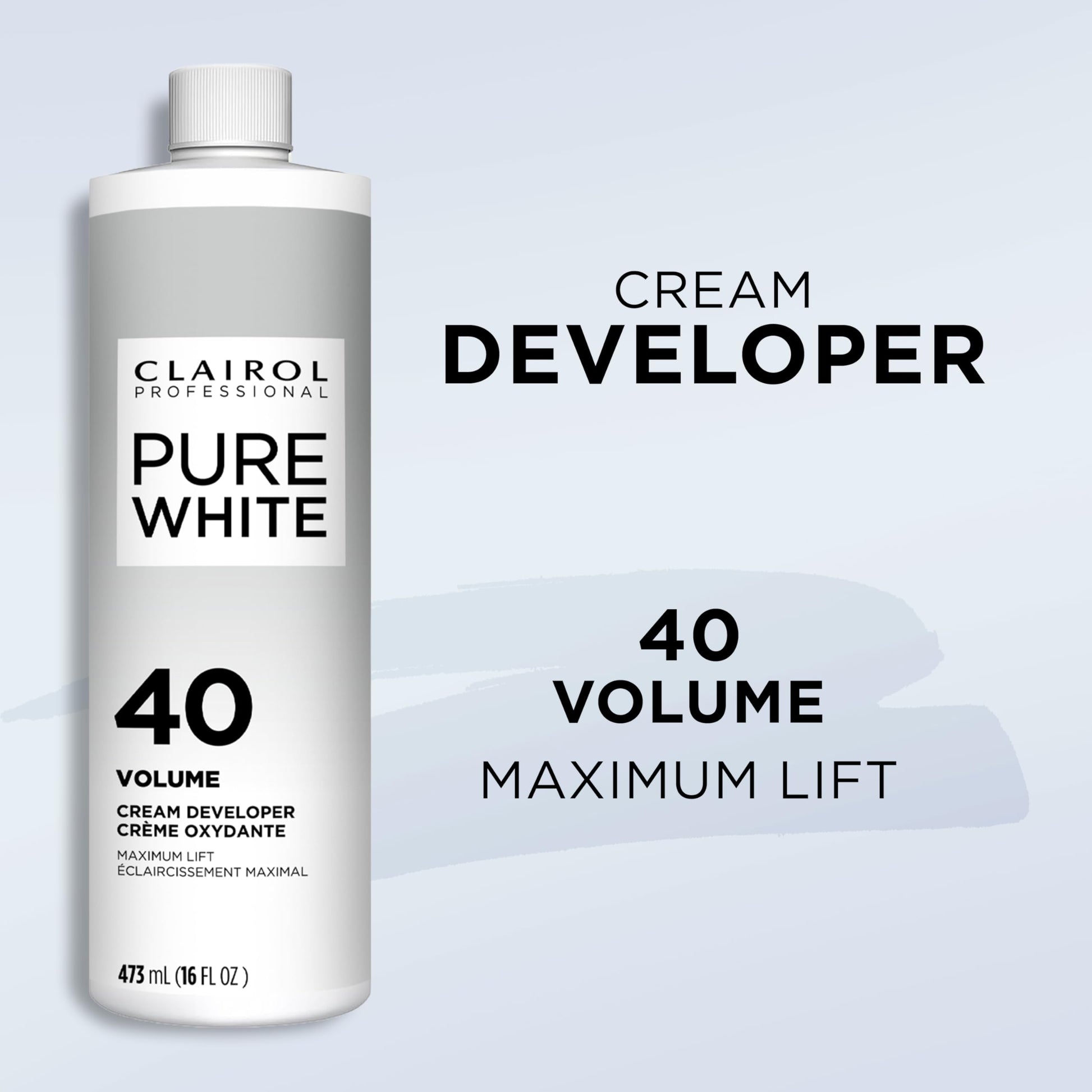Lavender Clairol Professional Pure White 40 volume Crème Developer, 16 oz