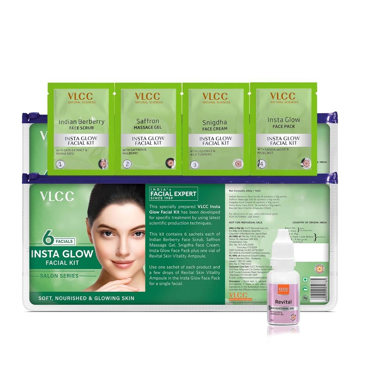 White Smoke VLCC Salon Series Instaglow Facial Kit (6 Facials)(240gm+12ml)
