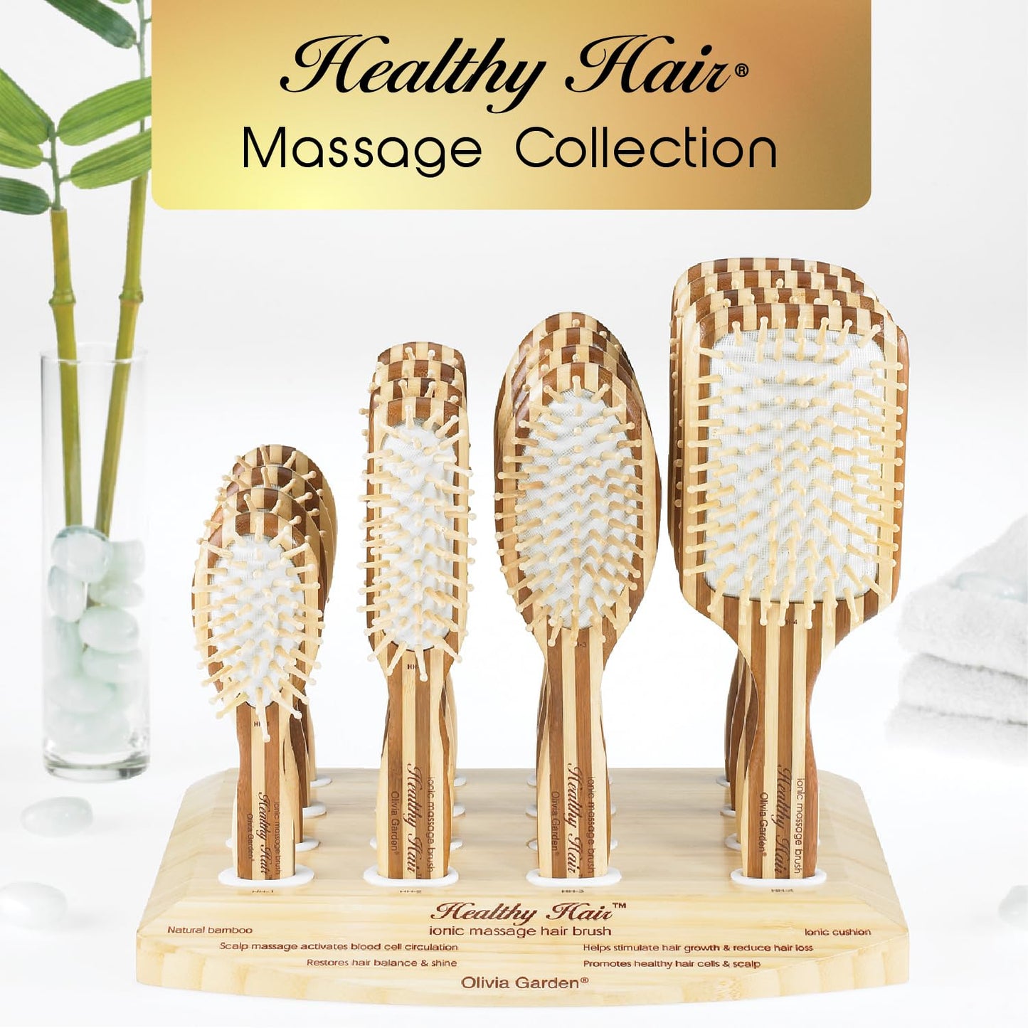 White Smoke Olivia Garden Healthy Hair Eco-Friendly Bamboo Ionic Massage Hair Brush HH-4 (Paddle Large)