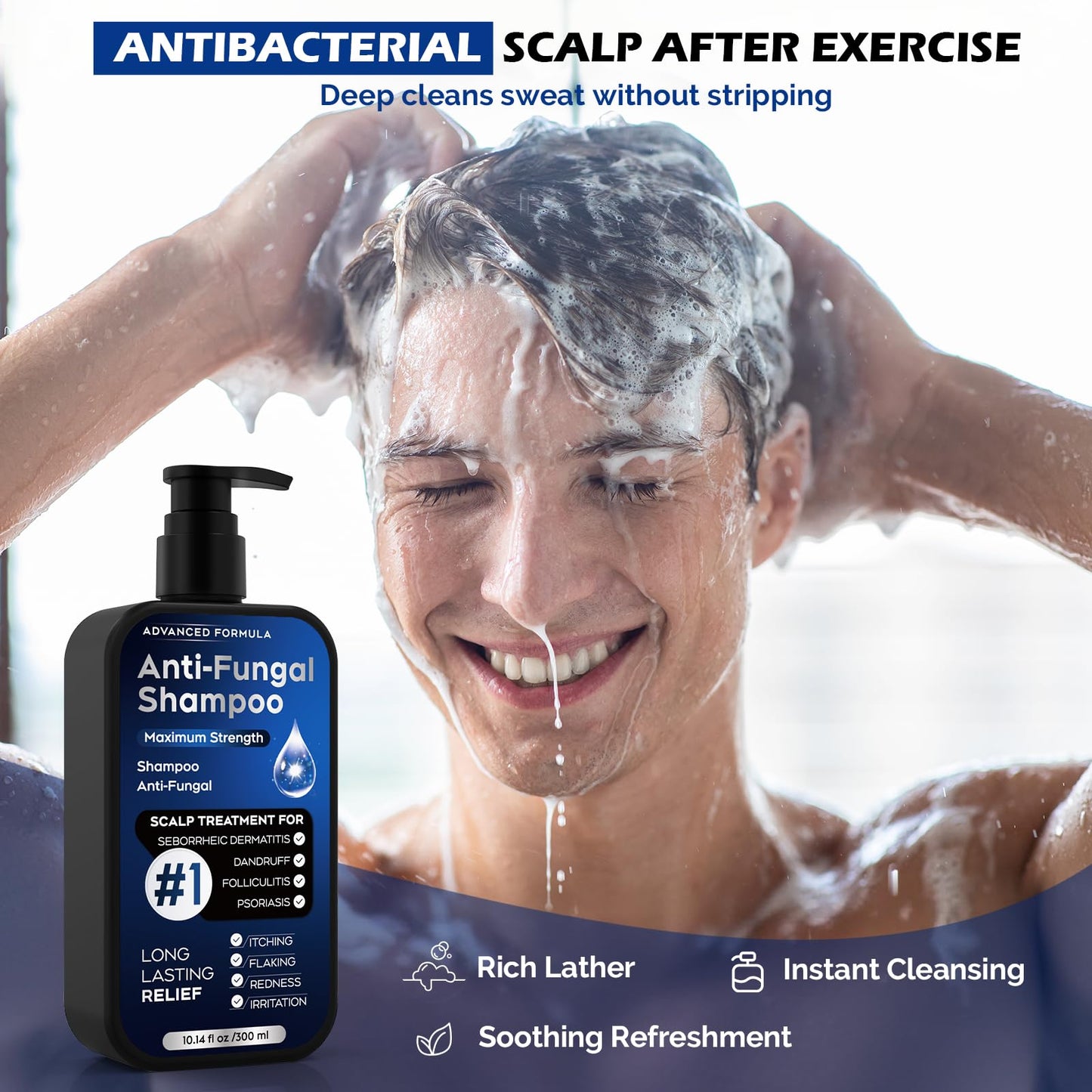 White Smoke Antifungal Psoriasis Shampoo for Seborrheic Dermatitis, Folliculitis & Scalp Psoriasis, Anti-Dandruff Shampoo for Men & Women, Relieves Scalp Itching, Dryness, Sulfate & Paraben-Free, 10.1 Fl Oz-Fresh