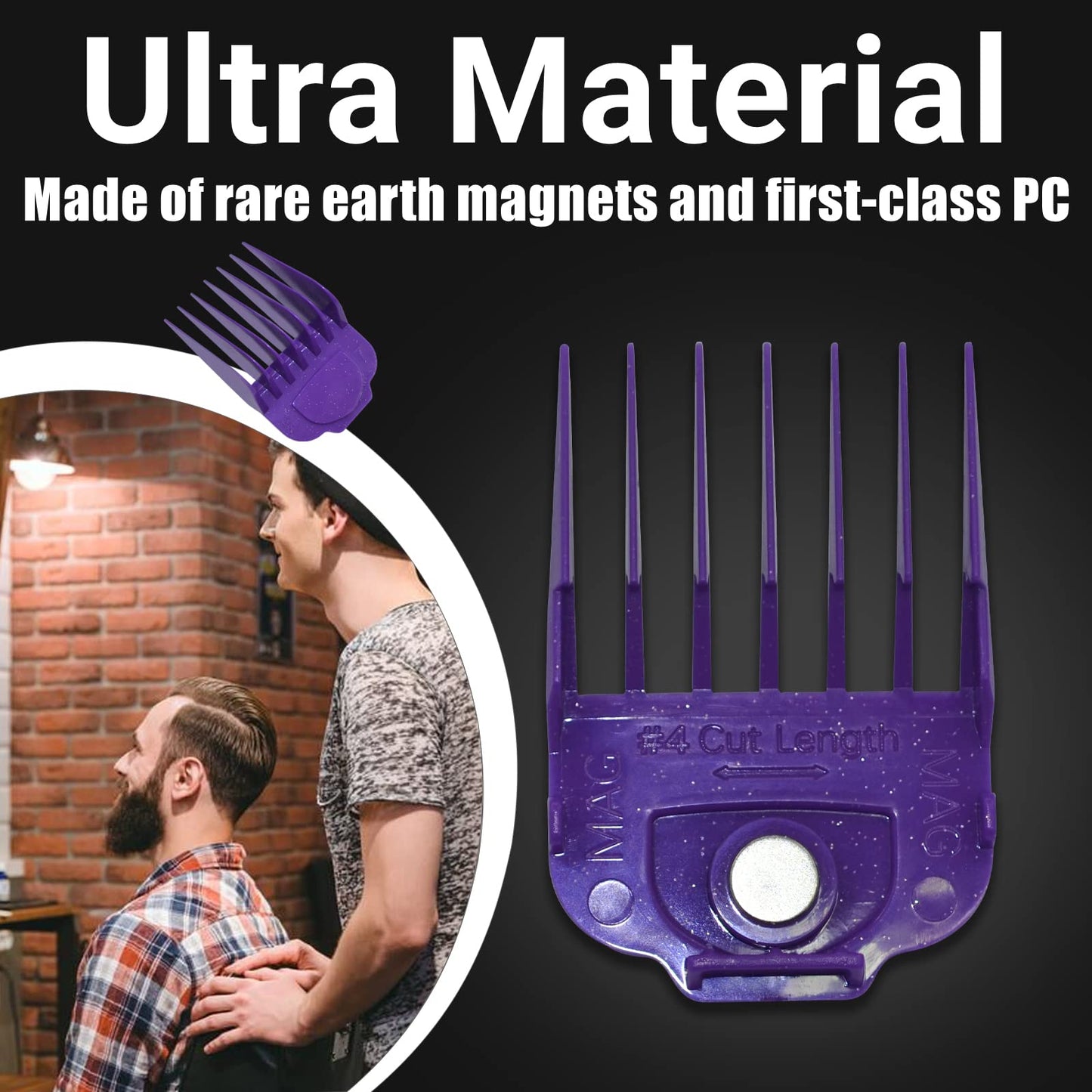 Black Magnetic Clipper Guards Guide Comb Set Compatible with Andis Master Hair Clippers,Size form to 1/16 to 1 in,10pcs Purple