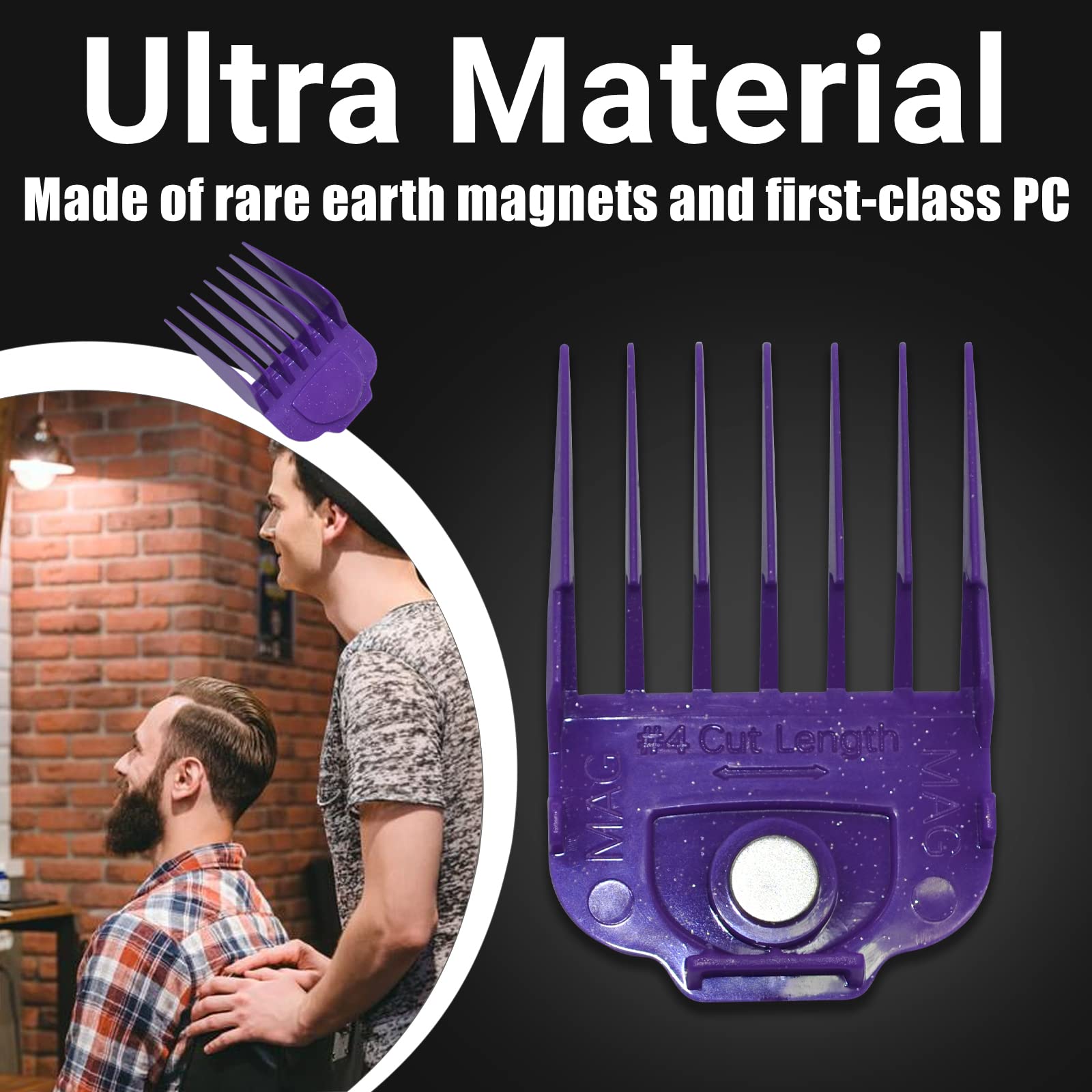 Black Magnetic Clipper Guards Guide Comb Set Compatible with Andis Master Hair Clippers,Size form to 1/16 to 1 in,10pcs Purple