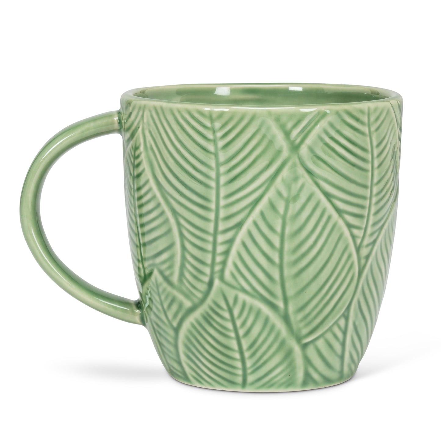White Smoke Abbott Collection Alcove Leafy Mug with Lemon - Stoneware, Green/Yellow, 4 inches H (12oz)