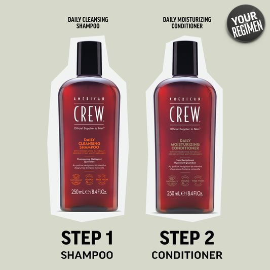Light Gray American Crew Conditioner for Men, Daily Moisturizer, Naturally Derived, Vegan Formula, Citrus Mint Fragrance, 33.8 Fl Oz