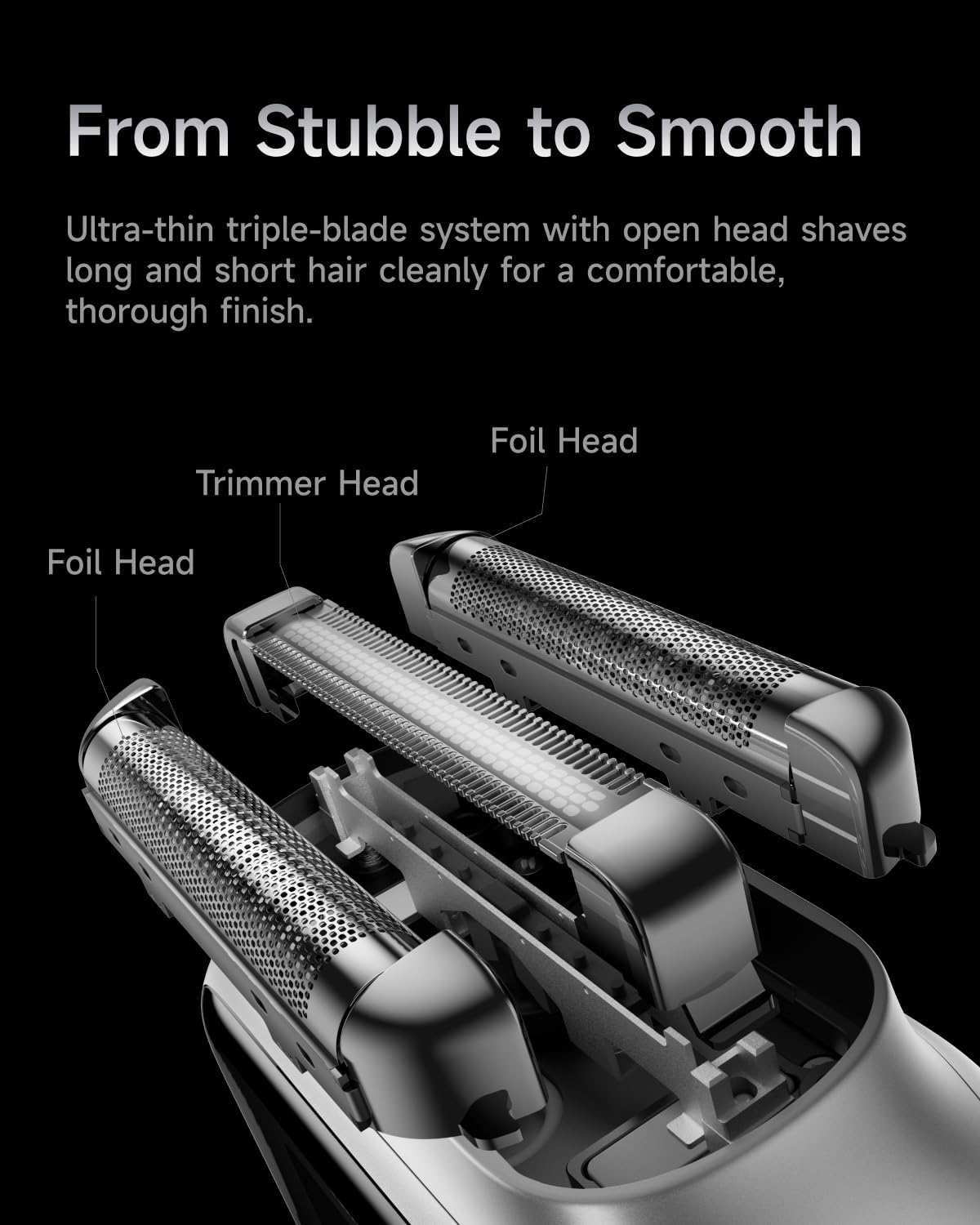Black Laifen P3 Pro 3-Blade Electric Shaver, Dual Linear High-Speed Motors 12,000 Cuts/Min, 100-Min Runtime, IPX7 Waterproof, Rechargeable Electric Razor for Men, Travel-Friendly (Aluminum Alloy)