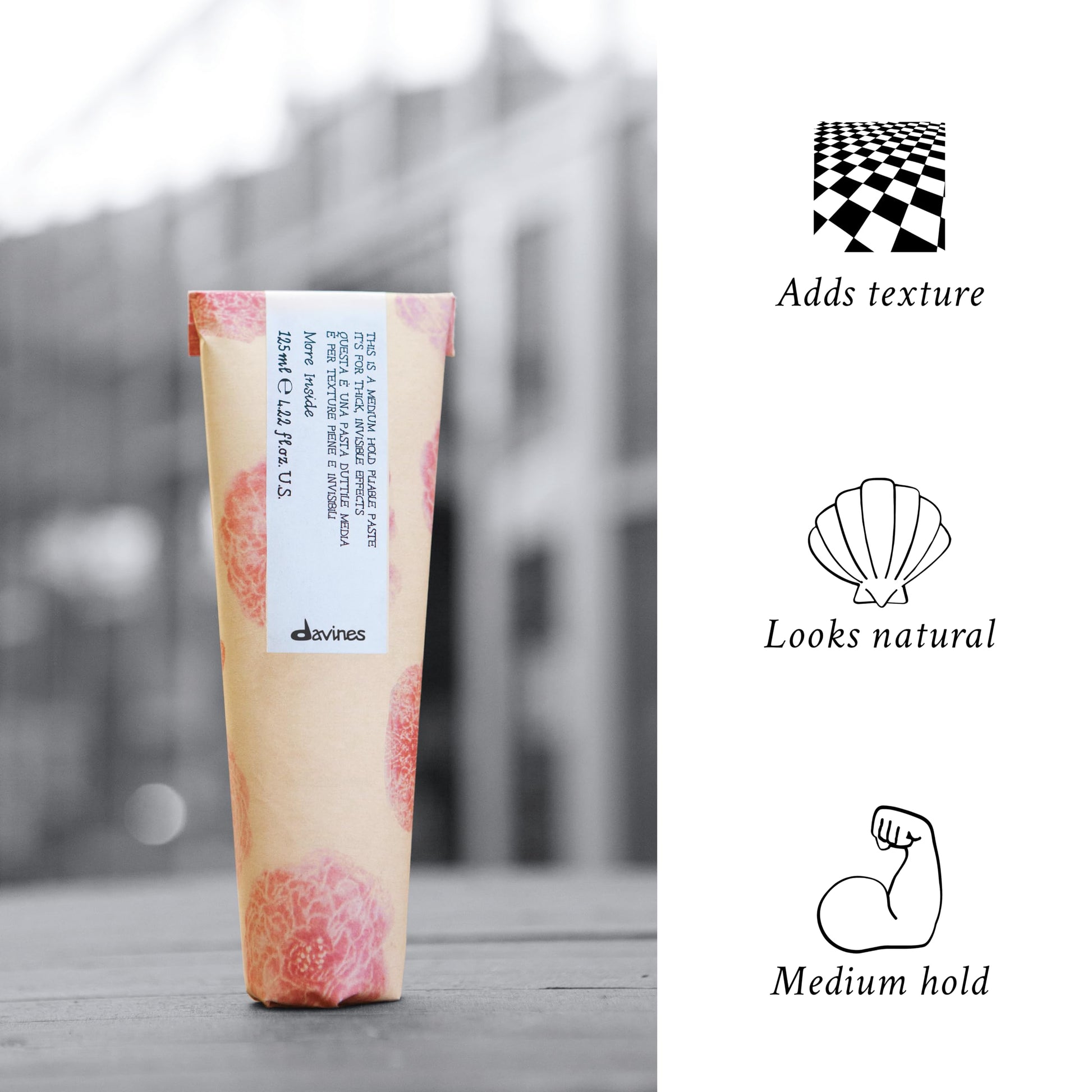 White Smoke Davines This Is A Medium Hold Pliable Paste, Medium Hold Texture & Control - Invisible Effect for Natural Looks - Maintains Styling without Stiffness, 4.23 Fl Oz