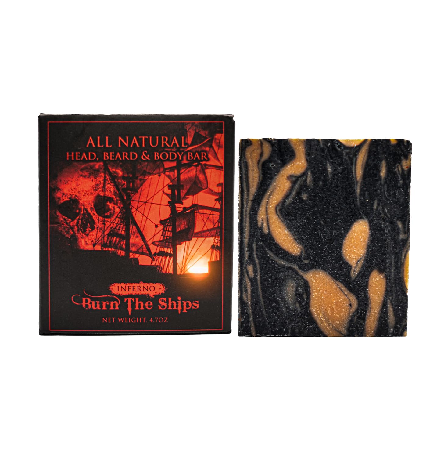 Dark Slate Gray Burn The Ships Men's Soap Bar – 4.7oz Natural with Essential Oils for Body, Face, Beard, Mustache & Scalp | Exfoliating Shower Bar | Grooming Soap for Men | Artisan Sope