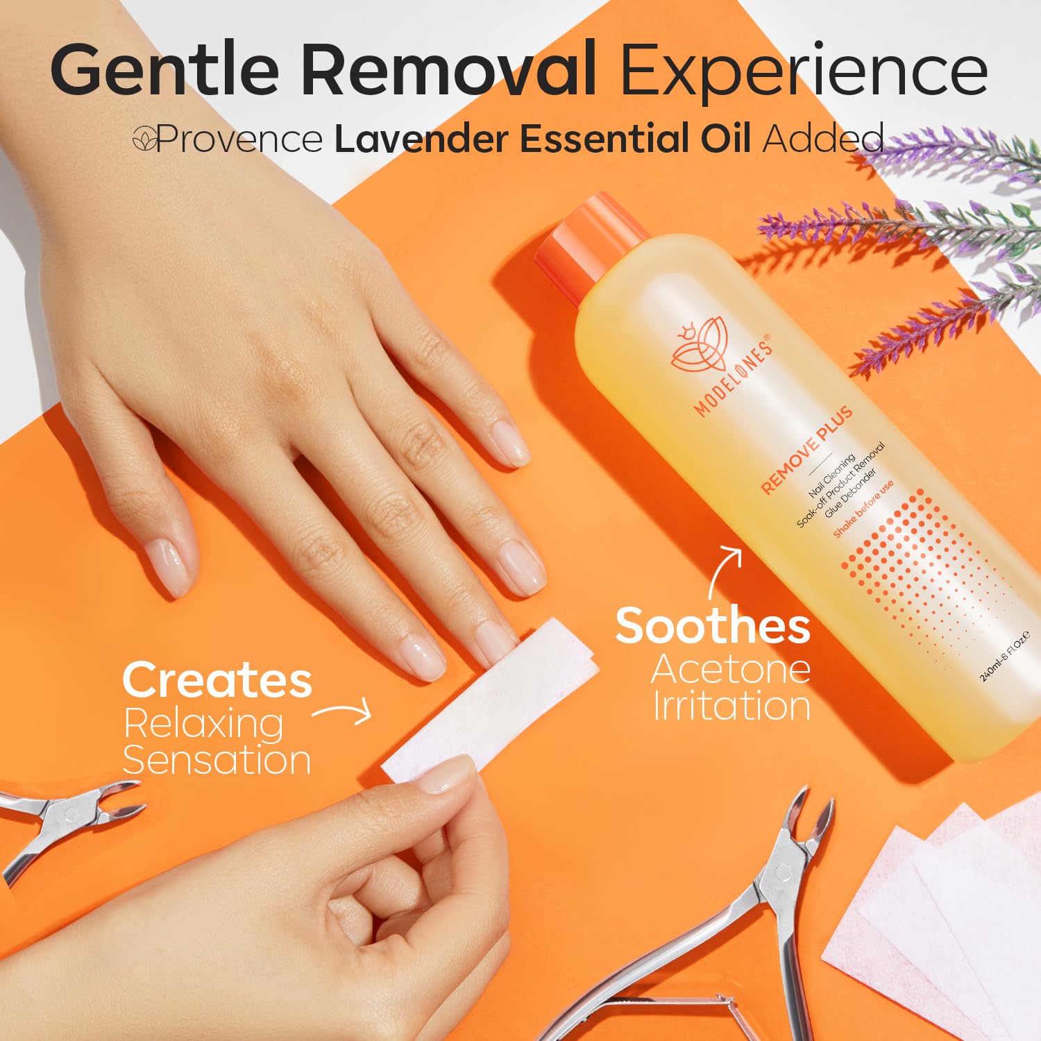 Sandy Brown Modelones Acetone Nail Polish Remover, Professional Gel Polish Remover, Nail Glue Remover Natural Formula with Jojoba Oil for Nail Moisturizing & Care, Acrylic Dip Powder Remover(8 FL.Oz.), Lemon