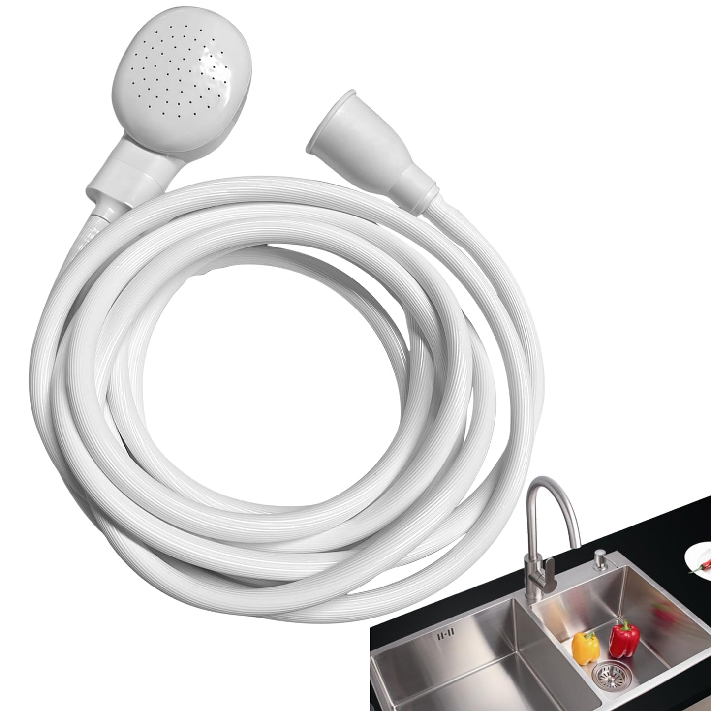 White Smoke 16.4FT Sink Spray Hose,Portable Sink Hose Sprayer, Shampoo Sprayer Hand Heldhead Shower Spray for Bathing Baby,Pets,Washing Hair,Rinsing Vegetables