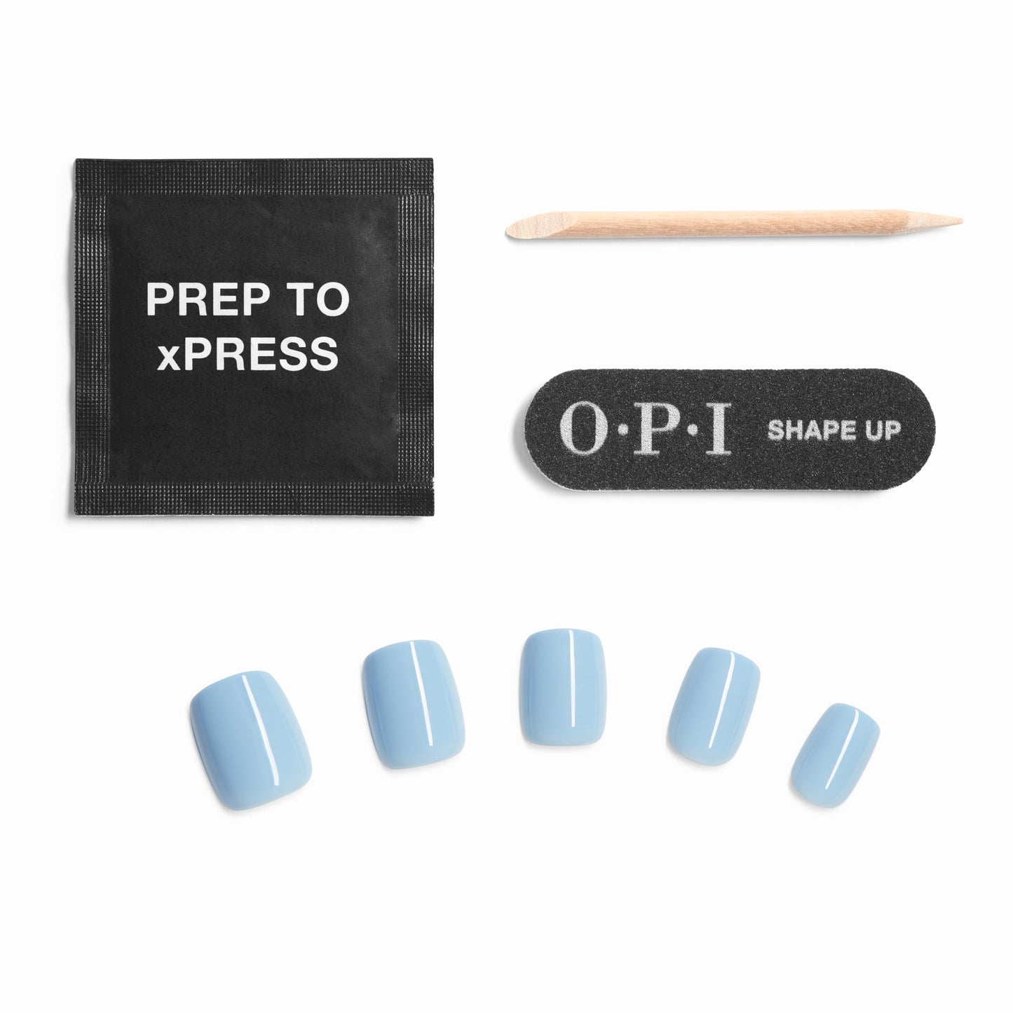 White Smoke OPI Sticking Point Verified | Short Squoval Opaque Cool Blue Instant No Glue Press On Nails | 30 Count with Adhesive Tabs | Damage-Free Wear | Spring 2026