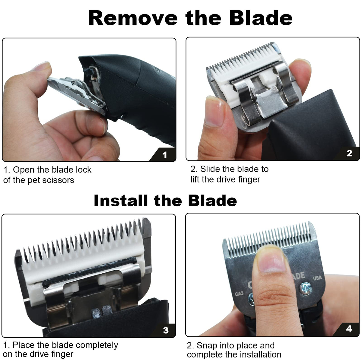 White Smoke 3 Pack 10 Blade Dog Grooming Blades Compatible with Andis Clippers/Oster A5/Wahl KM,Detachable Stainless Steel Blade,Size-10, 1/16-Inch Cut Length