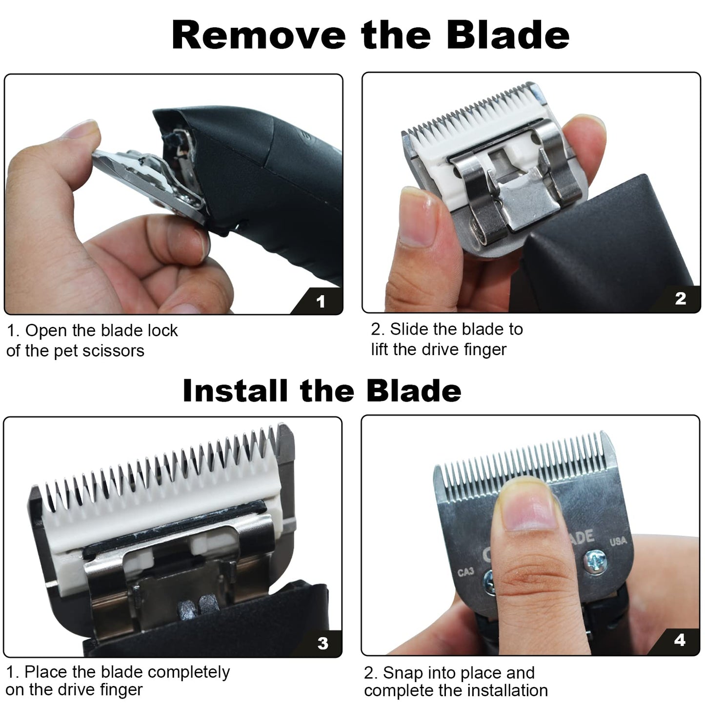 White Smoke 3 Pack 10 Blade Dog Grooming Blades Compatible with Andis Clippers/Oster A5/Wahl KM,Detachable Stainless Steel Blade,Size-10, 1/16-Inch Cut Length