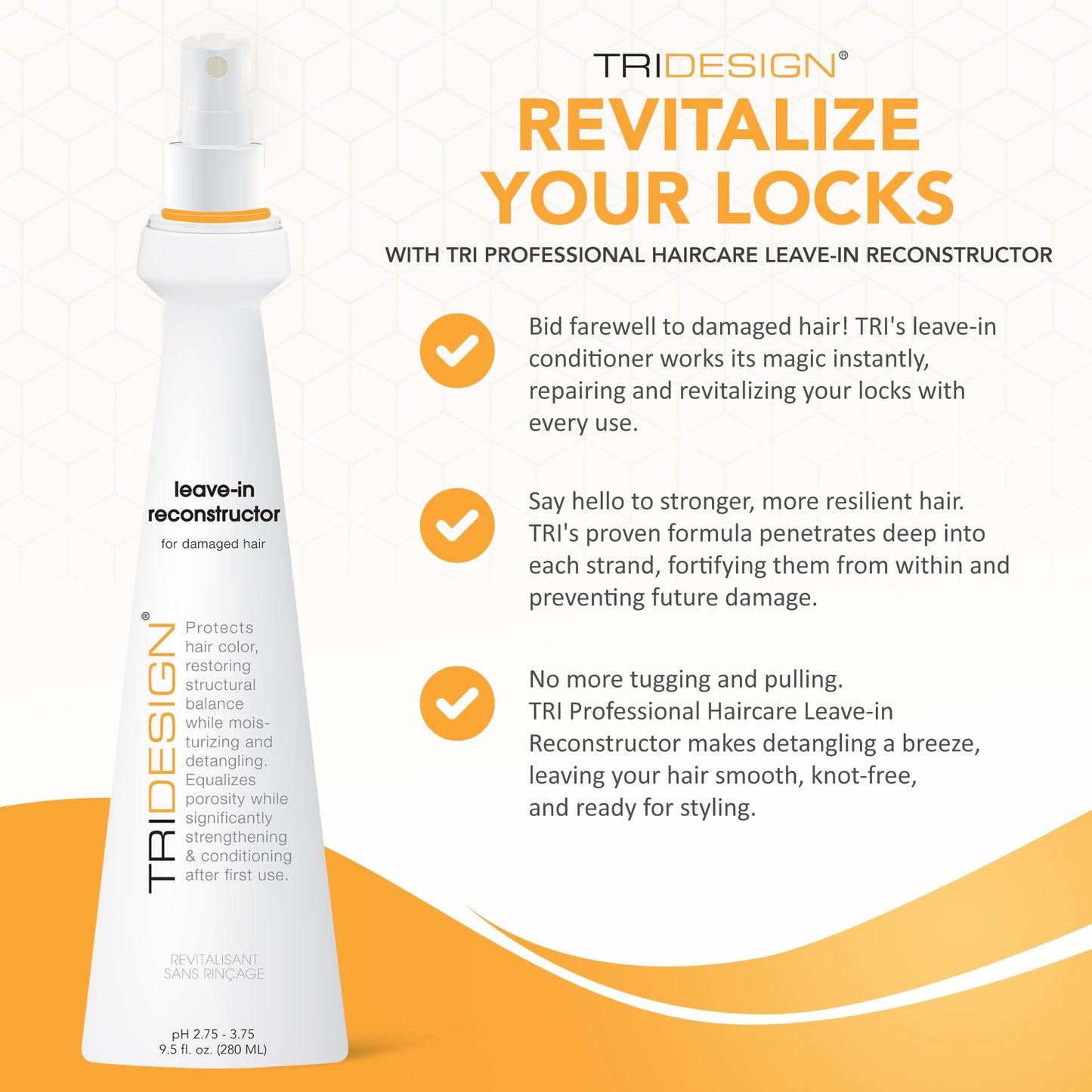 White Smoke TRIDESIGN Professional Haircare Reconstructor Leave in Conditioner Spray - Repair Treatment for Damaged Hair, Instantly Repair, Strengthen, Detangle, & Moisturize (9.5 fl oz)