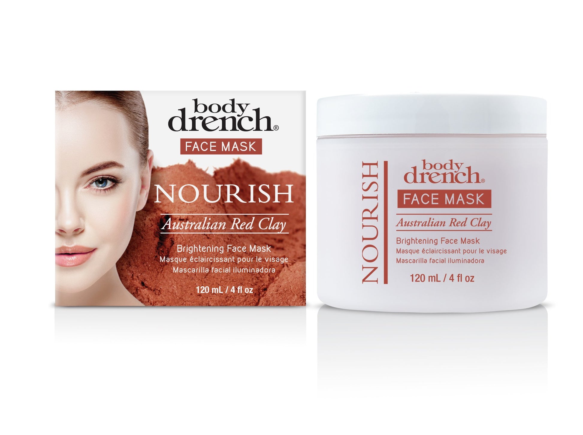 Light Gray Body Drench Nourish Australian Red Clay Brightening Face Mask, 4 oz