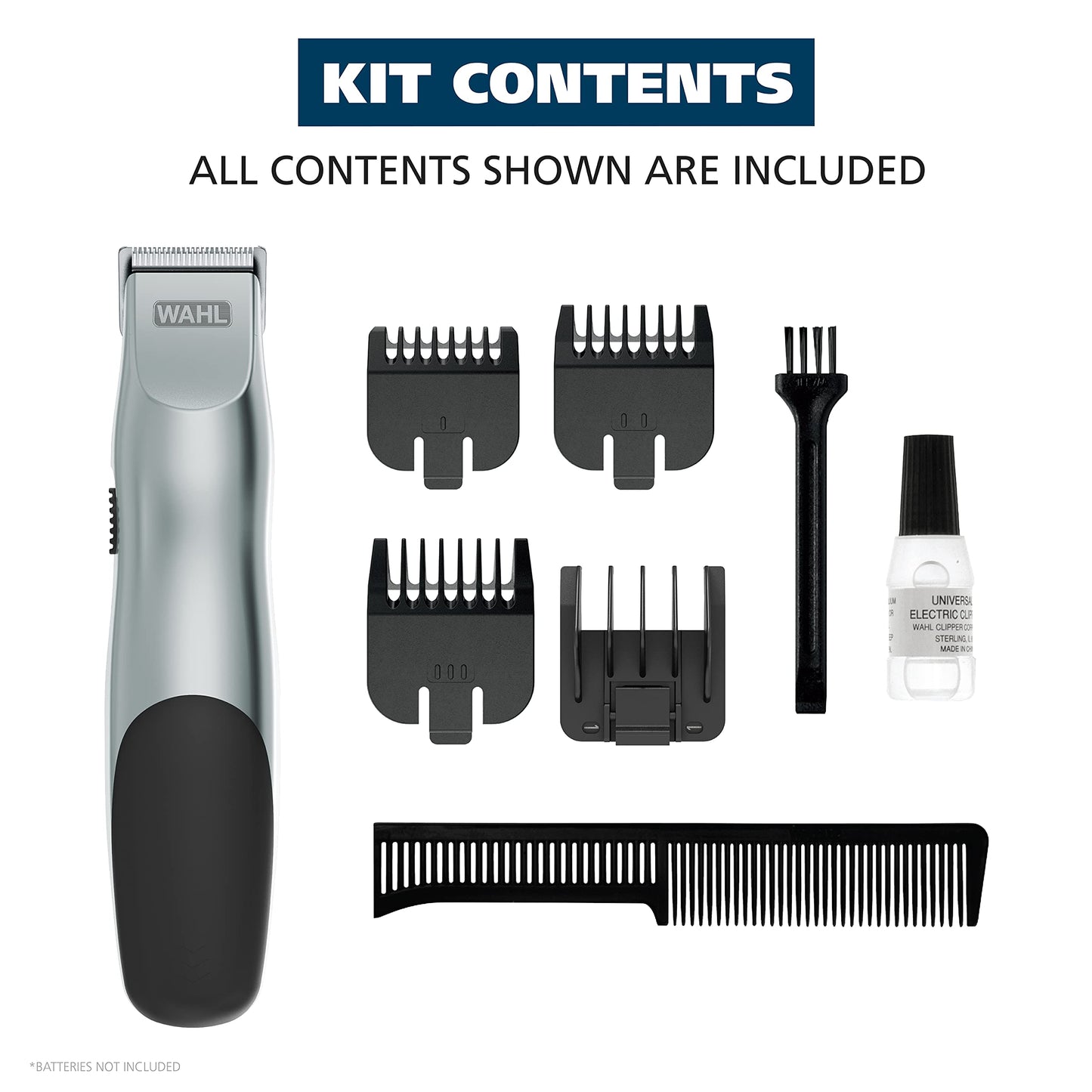 White Smoke Wahl Groomsman Battery Operated Facial Hair Trimmer for Beard & Mustache Trimming Including Light Detailing and Body Grooming