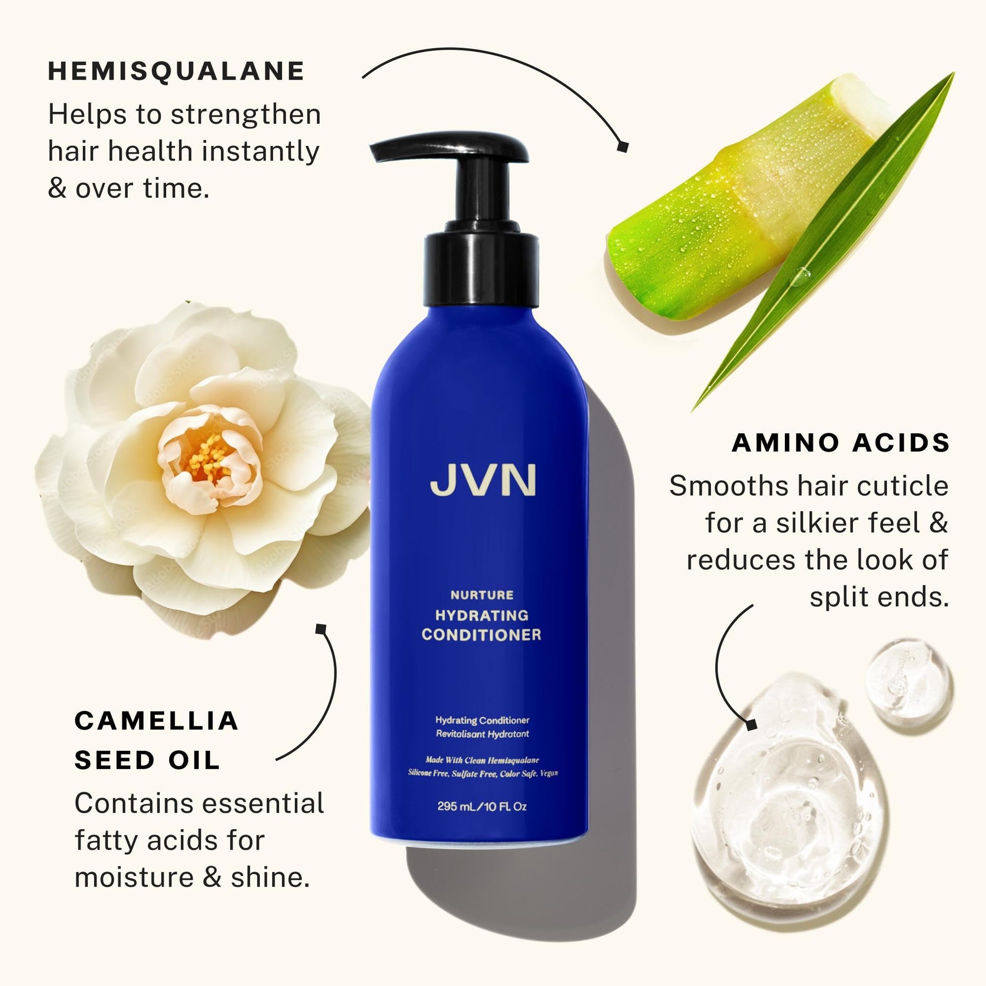 White Smoke JVN Nurture Hydrating Conditioner, 10 Fl Oz, Detangles & Softens Hair, Moisture and Deeply Nourishing Conditioner, Color Safe Hair Care for Women and Men, Non-Toxic, Silicone and Paraben Free