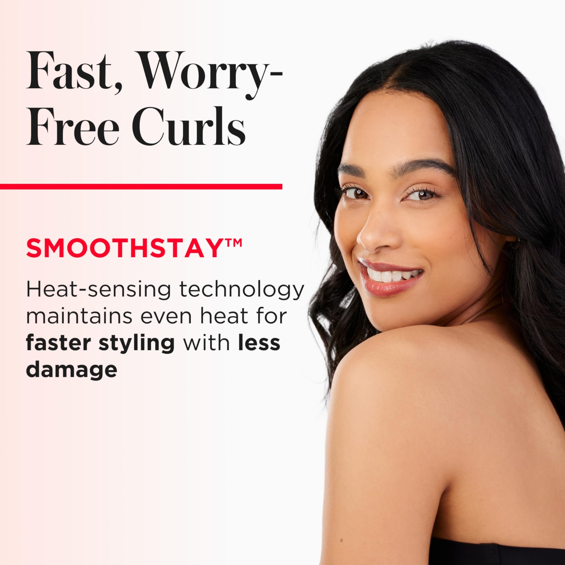 White Smoke REVLON SmoothStay 1 1/2 Inch Curling Iron, Coconut Oil Infused Ceramic Curling Wand with Tourmaline Ionic Technology, Loose Soft Curls, Enhanced Shine, Reduced Frizz